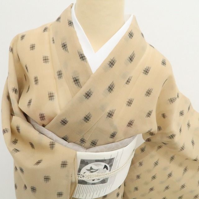 【美品・紗紬】美品 夏着物 正絹 tomihisa“素朴な風合いを楽しむ夏の洒落着”8789