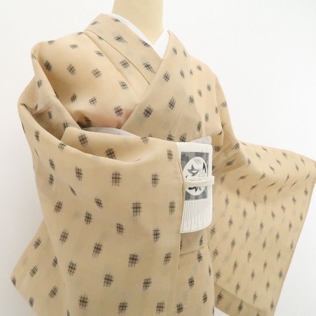 【美品・紗紬】美品 夏着物 正絹 tomihisa“素朴な風合いを楽しむ夏の洒落着”8789
