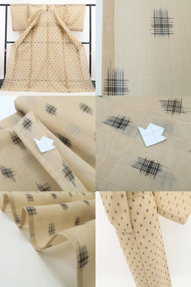 【美品・紗紬】美品 夏着物 正絹 tomihisa“素朴な風合いを楽しむ夏の洒落着”8789