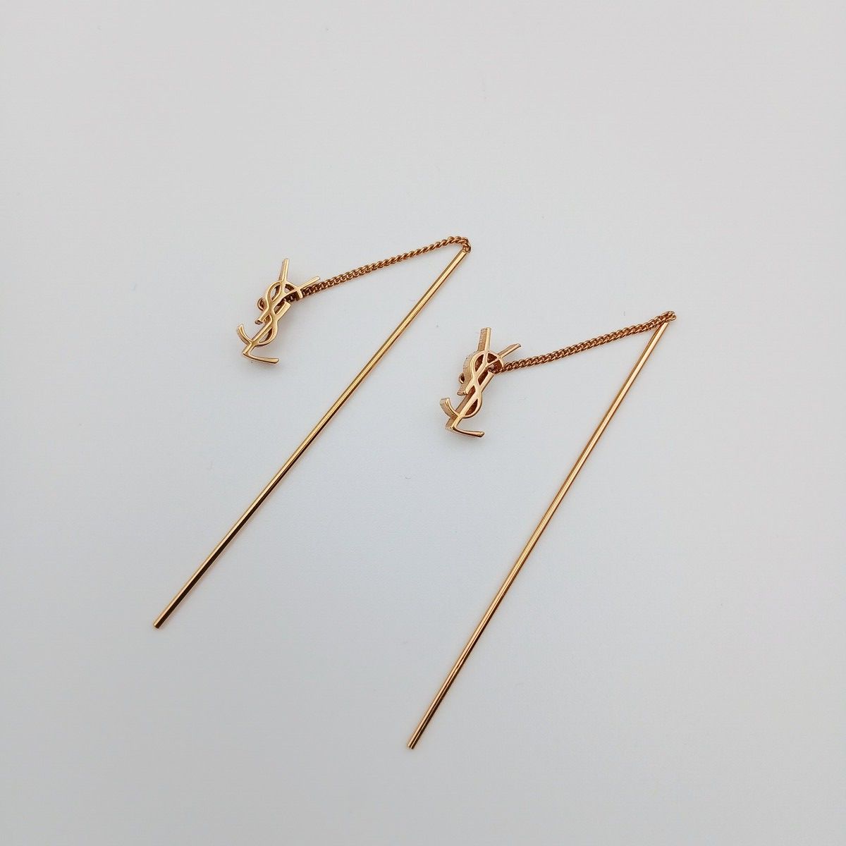 SAINT LAURENT サンローラン カサンドラ スレッダー イヤリング ピアス 618031Y15008030 レディース メタル ゴールド 中古