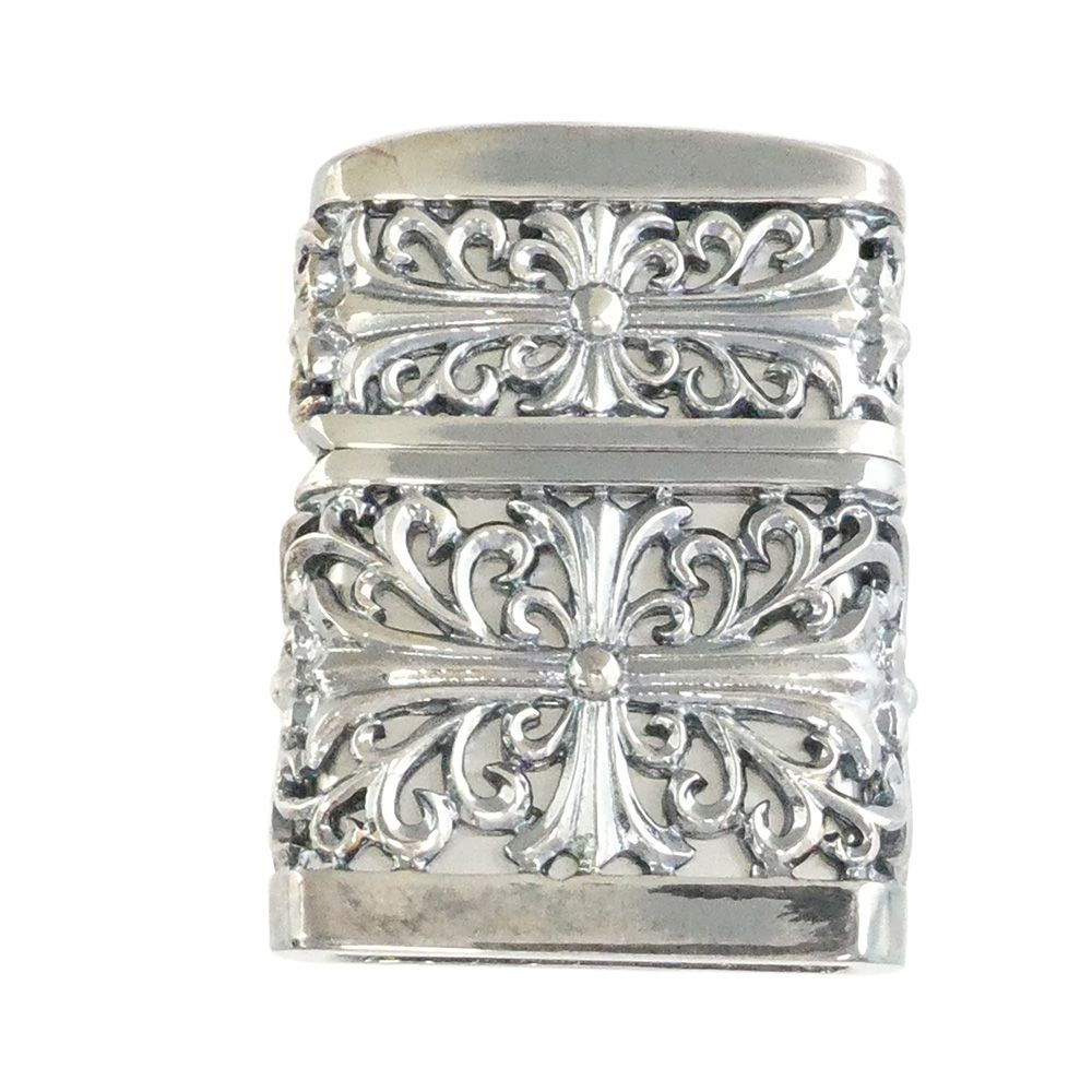 ZIPPO ジッポ メタルジャケット クロス ライター シルバー系【美品】【中古】