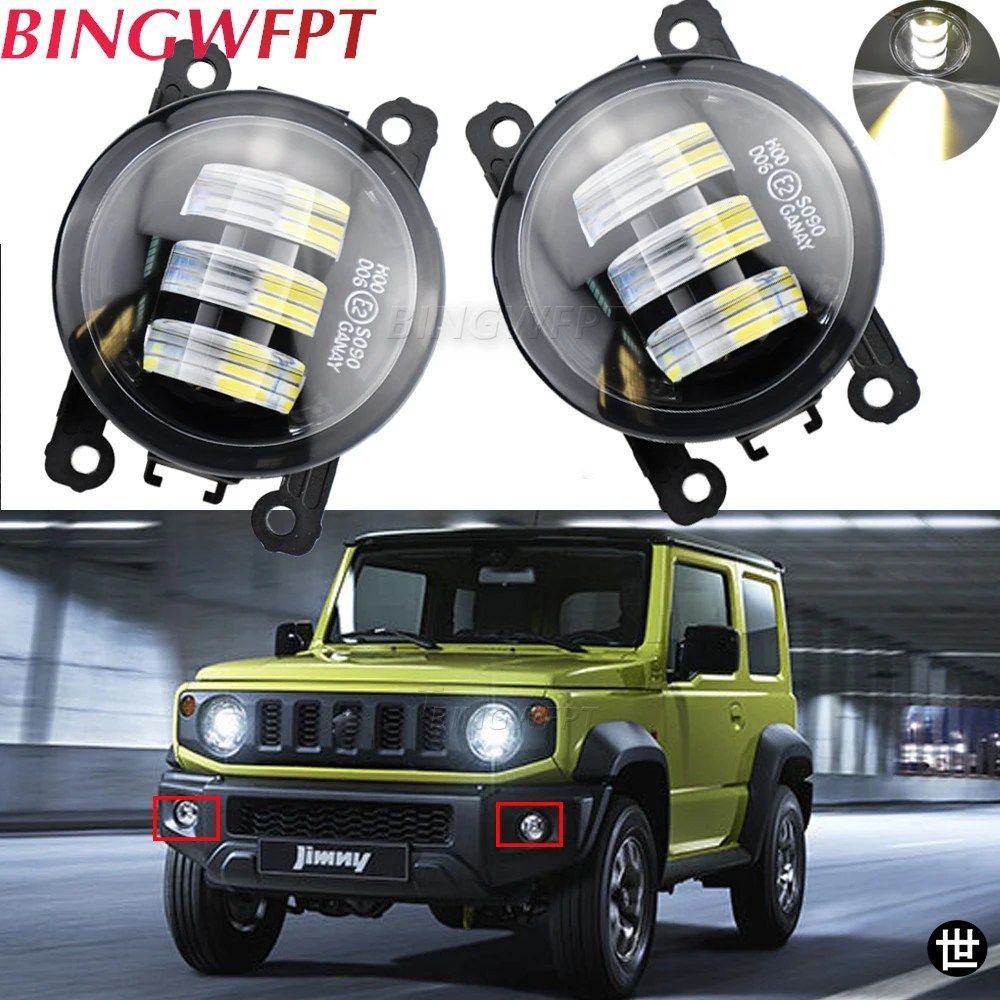 スズキ ジムニー 2018 2019 2020 ジムニー JB43 1998-2017 用 LED デイタイム 1ペア レンズ フォグ ライト ランプ カー アクセサリー