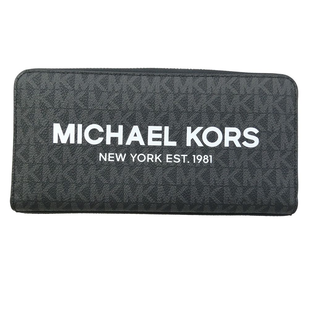 Michael Kors マイケルコース COOPER シグネチャー ロゴ ウォレット 長財布 ブラック系 チャコール系【美品】【中古】