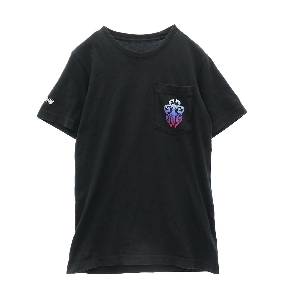 CHROME HEARTS クロムハーツ（原本無） VINE DAGGER グラデーション ヴァインダガー ホースシュープリント ポケット付 Tシャツ 半袖カットソー ブラック系 XS【中古】 CHROME HEARTS クロムハーツ（原本無） VINE DAGGER グラデーション