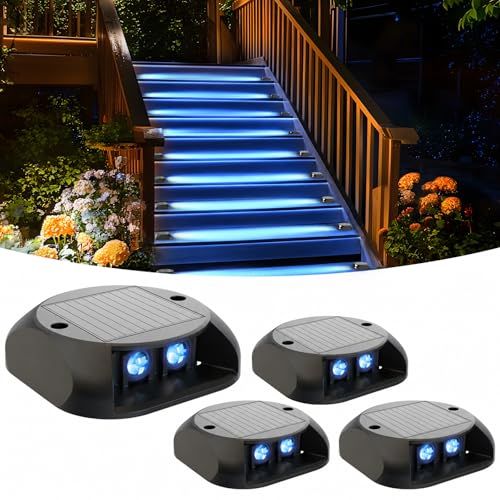 Quntis ソーラー パス ライト ソーラーライト 屋外 防水 IP65 ソーラー充電 LED 屋外照明 階段ライト 車道ライト 屋外 ガーデン 青白光 庭園 4個セットas d6bf8bb8