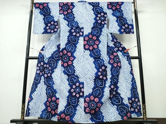 着物・浴衣・和小物 mei 平和屋着物∴夏物 浴衣 有松鳴海絞り 舞花文 綿 逸品 CABH1526ng