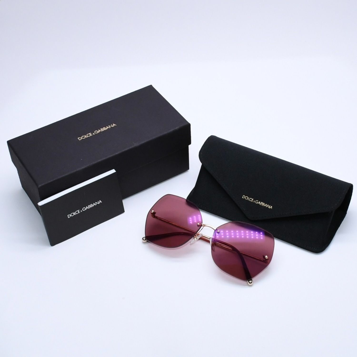 新品同様品 DOLCE & GABBANA ドルチェ&ガッバーナ サングラス DG2204 64◻︎14 140 ピンクレンズ ゴールドテンプル 4a003716