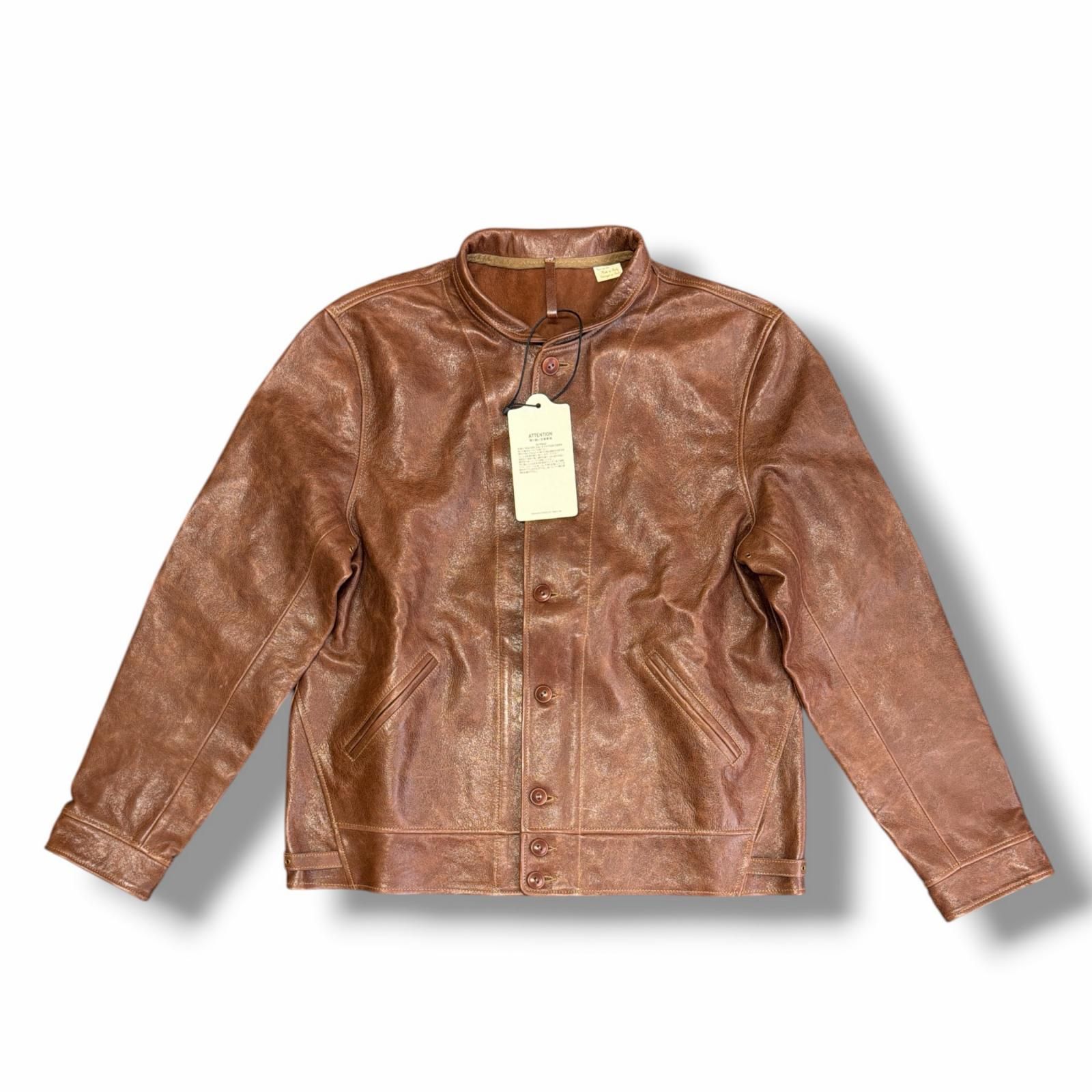 LEVI'S VINTAGE CLOTHING MENLO COSSACK LEATHER JACKET メンロ コサック レザー ジャケット 革ジャン リーバイスビンテージクロージング ブラウン L （18411M）