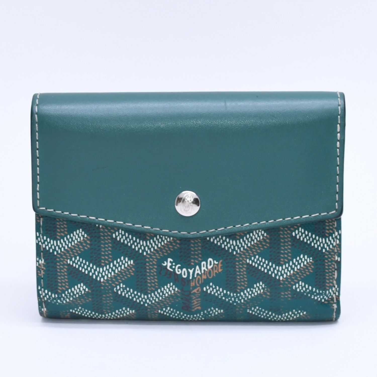 GOYARD ゴヤール サン・ガブリエル ウォレット シルバー金具 グリーン STGABRPMLTY09CL09P ヴォーゼルカーフスキン PVC 美品 中古 4a003846
