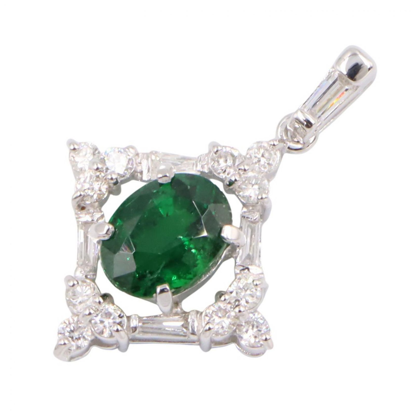 ジュエリー JEWELRY ペンダントトップ グリーンガーネット ダイヤモンド トップ ｸﾞﾘｰﾝｶﾞｰﾈｯﾄ 1.7g K18WG（ホワイトゴールド） ダイヤモンド グリーンガーネット トップ