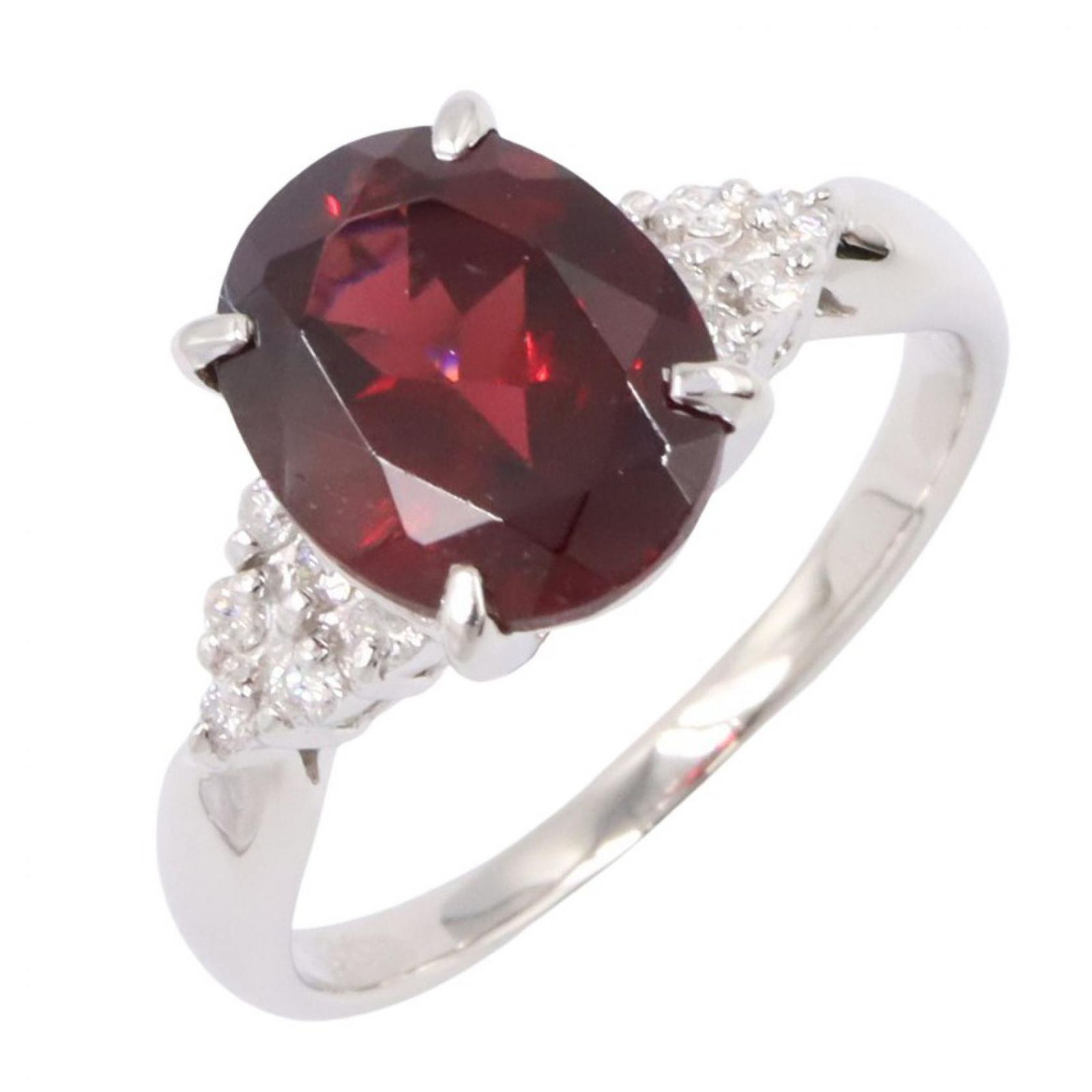 ジュエリー JEWELRY リング・指輪 ガーネット ダイヤモンド リング ｶﾞｰﾈｯﾄ 4.8g #11.5 Pt900プラチナ ダイヤモンド ガーネット リング レディース Used A