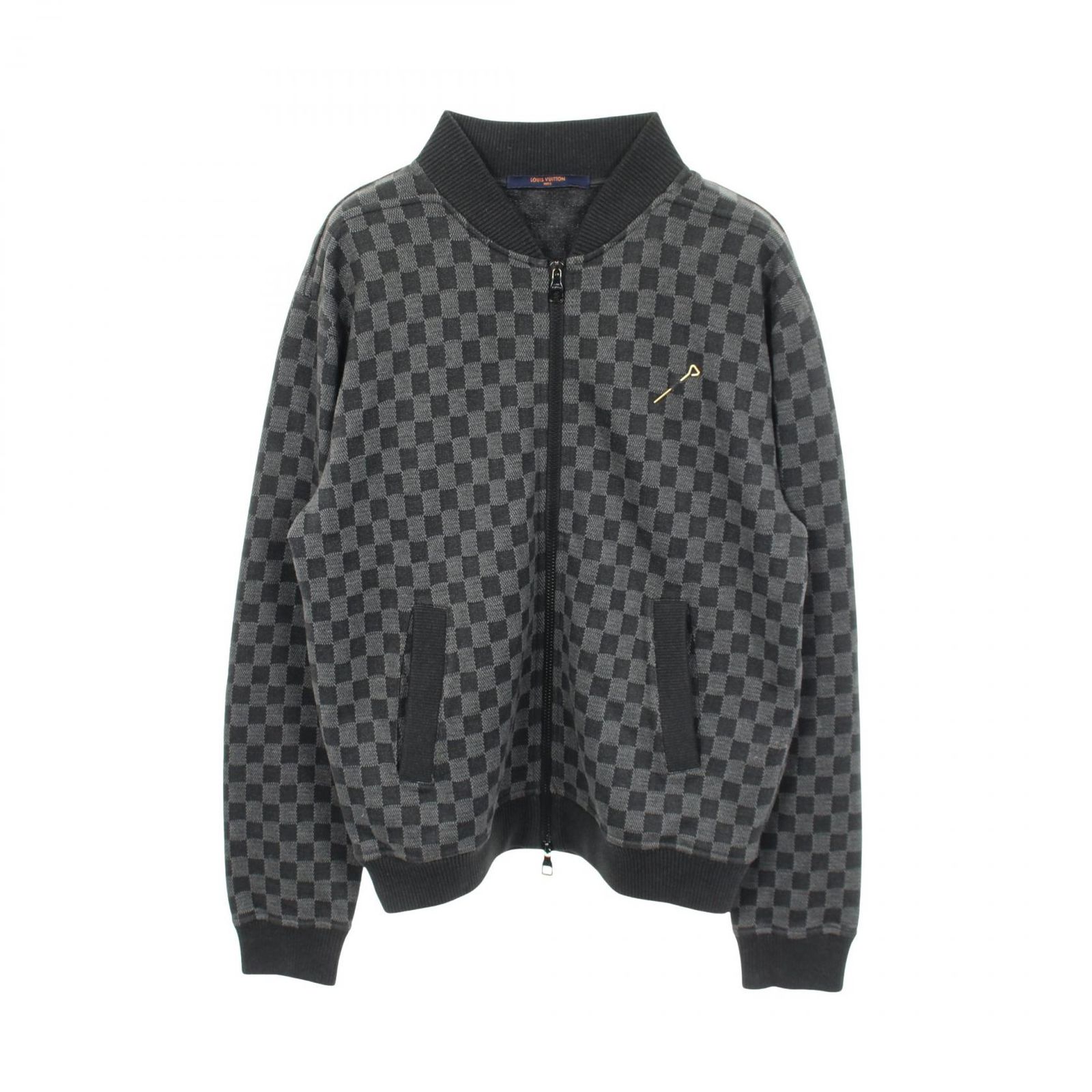 ルイ・ヴィトン LOUIS VUITTON スウェット ダミエ ジャガード ジップアップ ブルゾン ジャケット コットン スウェット メンズ Used B