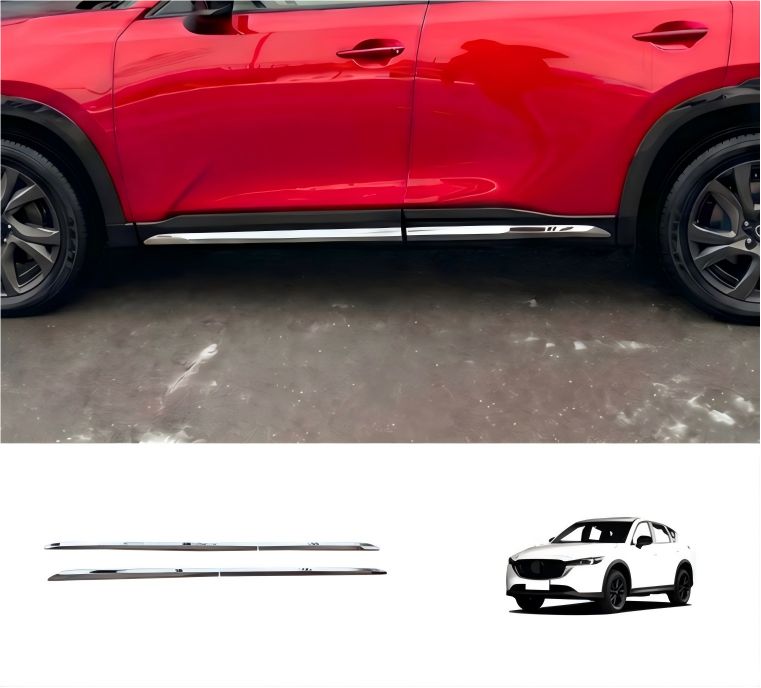 マツダ Mazda CX-5 CX5 2025年対応 ドアサイドモール ボディサイドガーニッシュ 4点セット ステンレス製 ミラー仕上げ 車体サイド装飾 ドアまわり保護 傷防止 光沢感アップ 貼り付け式 外装パーツ サイドラインを上品に整えるドレスアップ用品