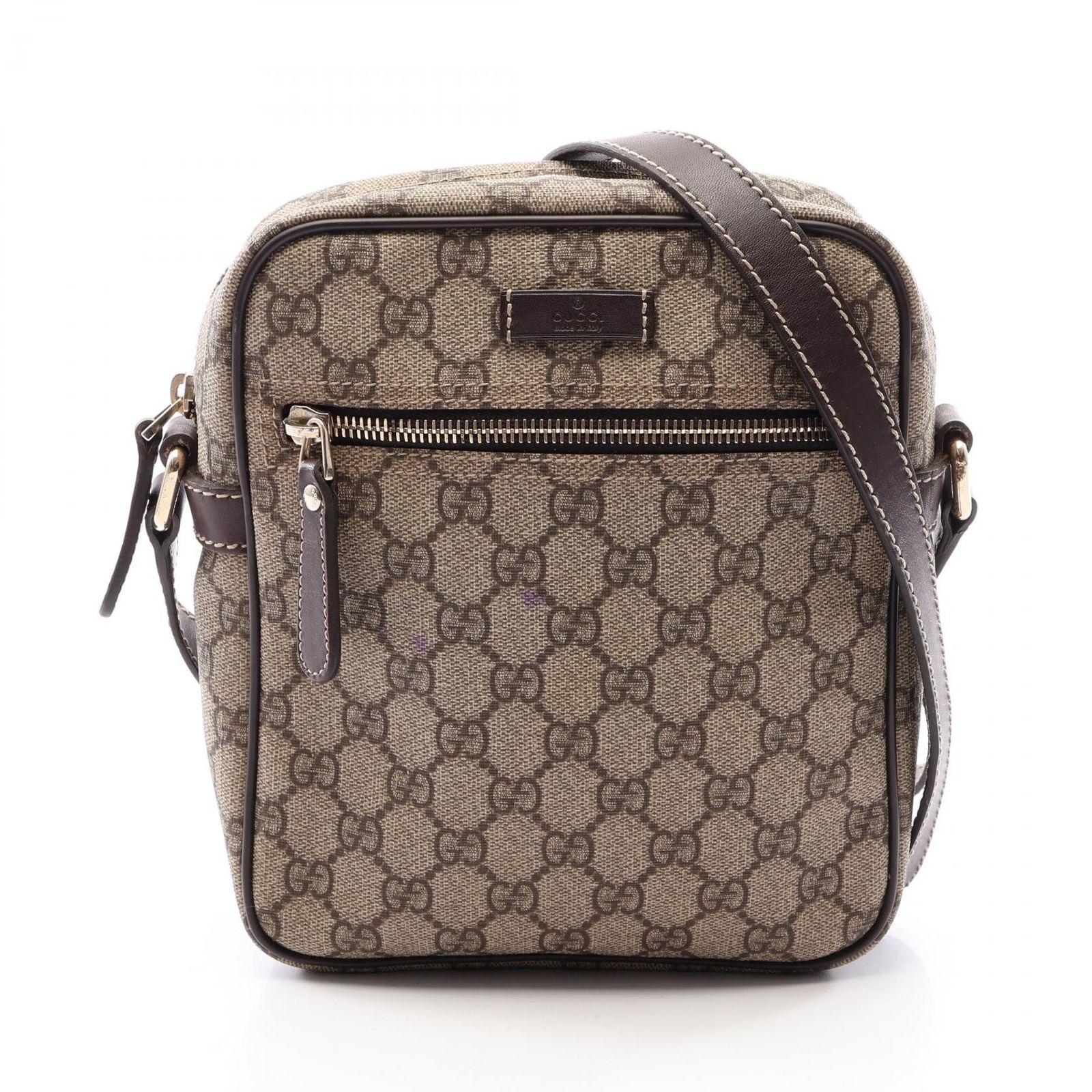 グッチ GUCCI ショルダーバッグ GGスプリーム 233268 ベージュ/ダークブラウン PVCコーティングキャンバス レザー GGスプリーム ショルダー レディース Used B