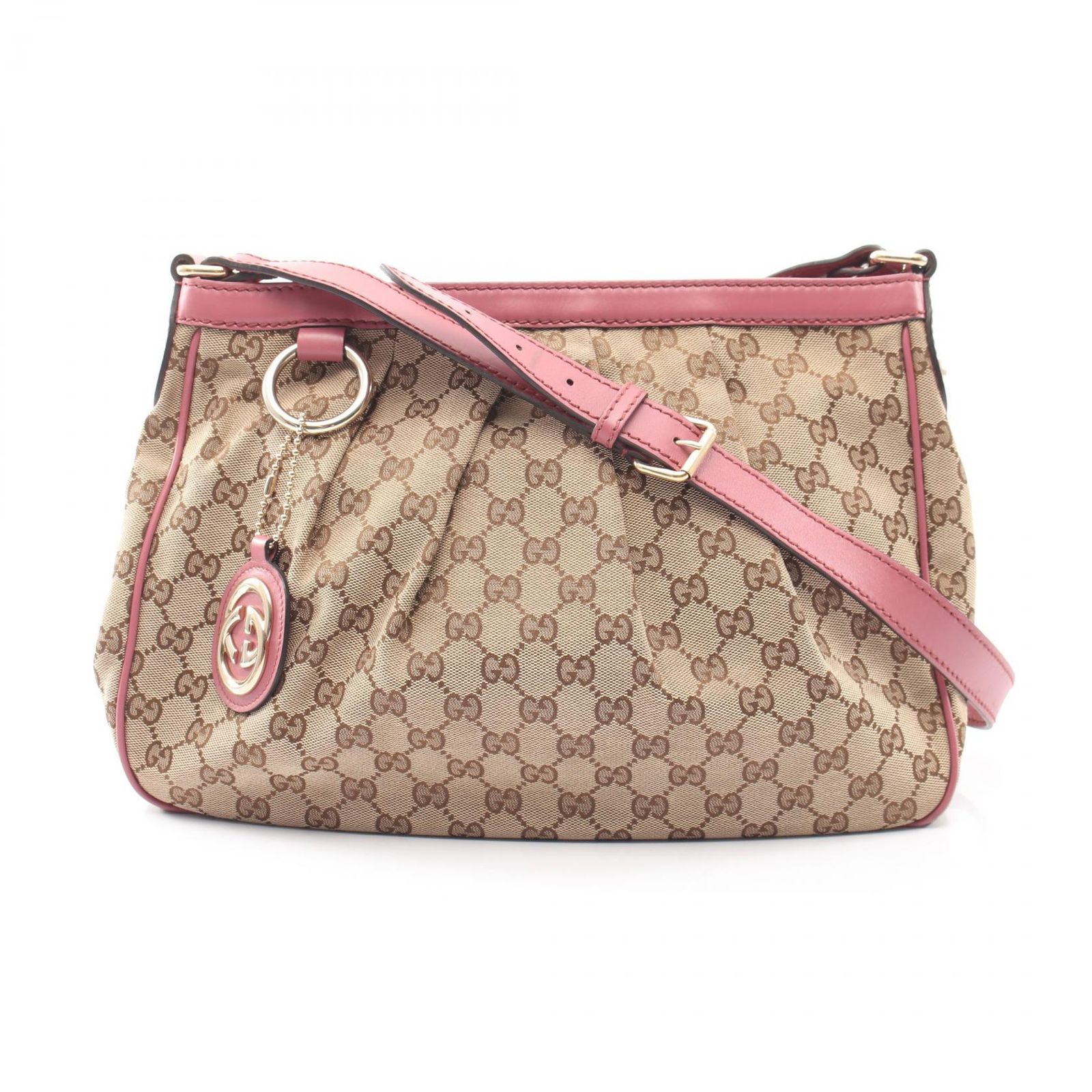 グッチ GUCCI ショルダーバッグ スーキー GGキャンバス 296834 ベージュ/ピンク キャンバス レザー スーキー ショルダーバッグ レディース Used B