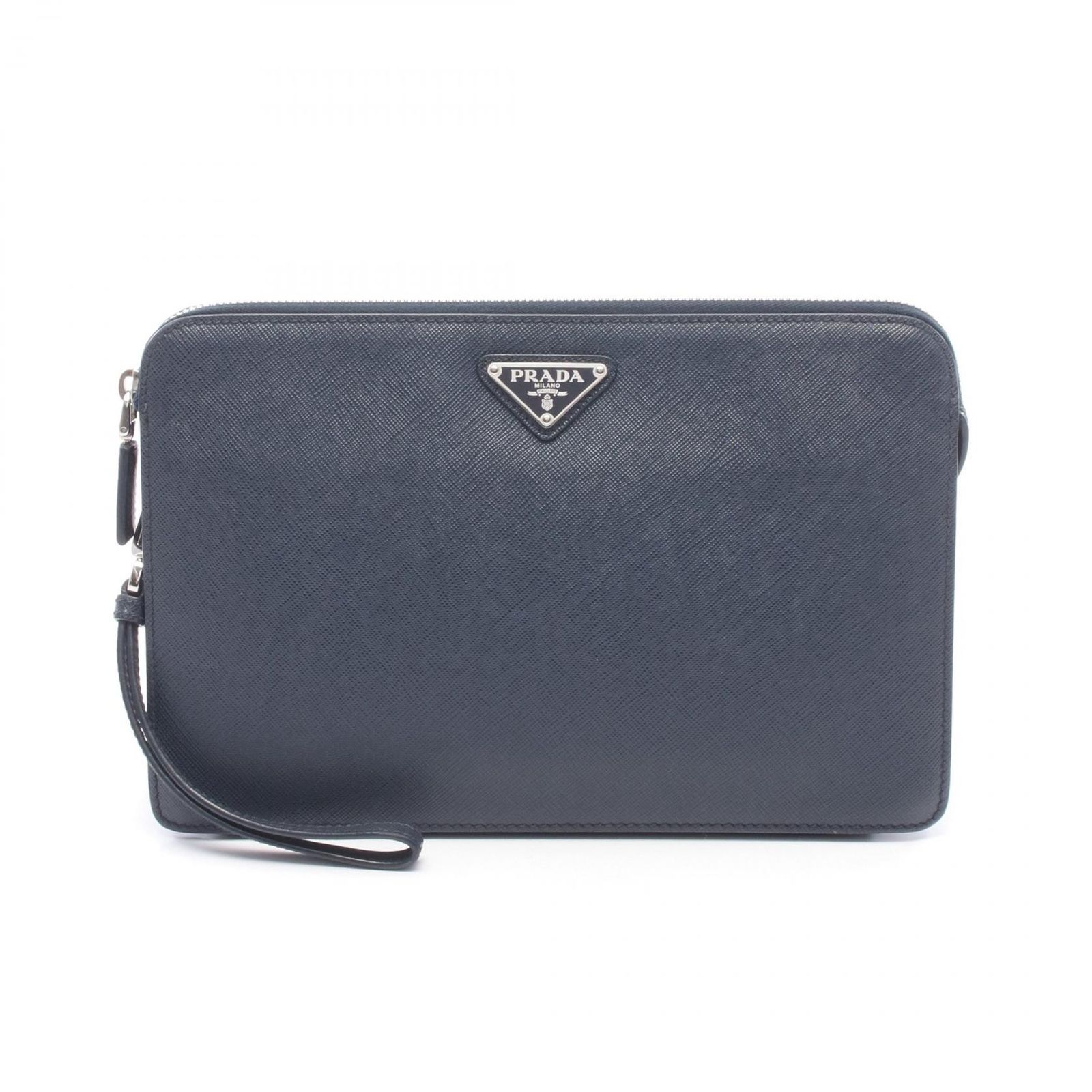 プラダ PRADA セカンドバッグ クラッチバッグ SAFFIANO TRAVEL 2VF056 ネイビー サフィアーノレザー トライアングルロゴ セカンドバッグ メンズ Used B