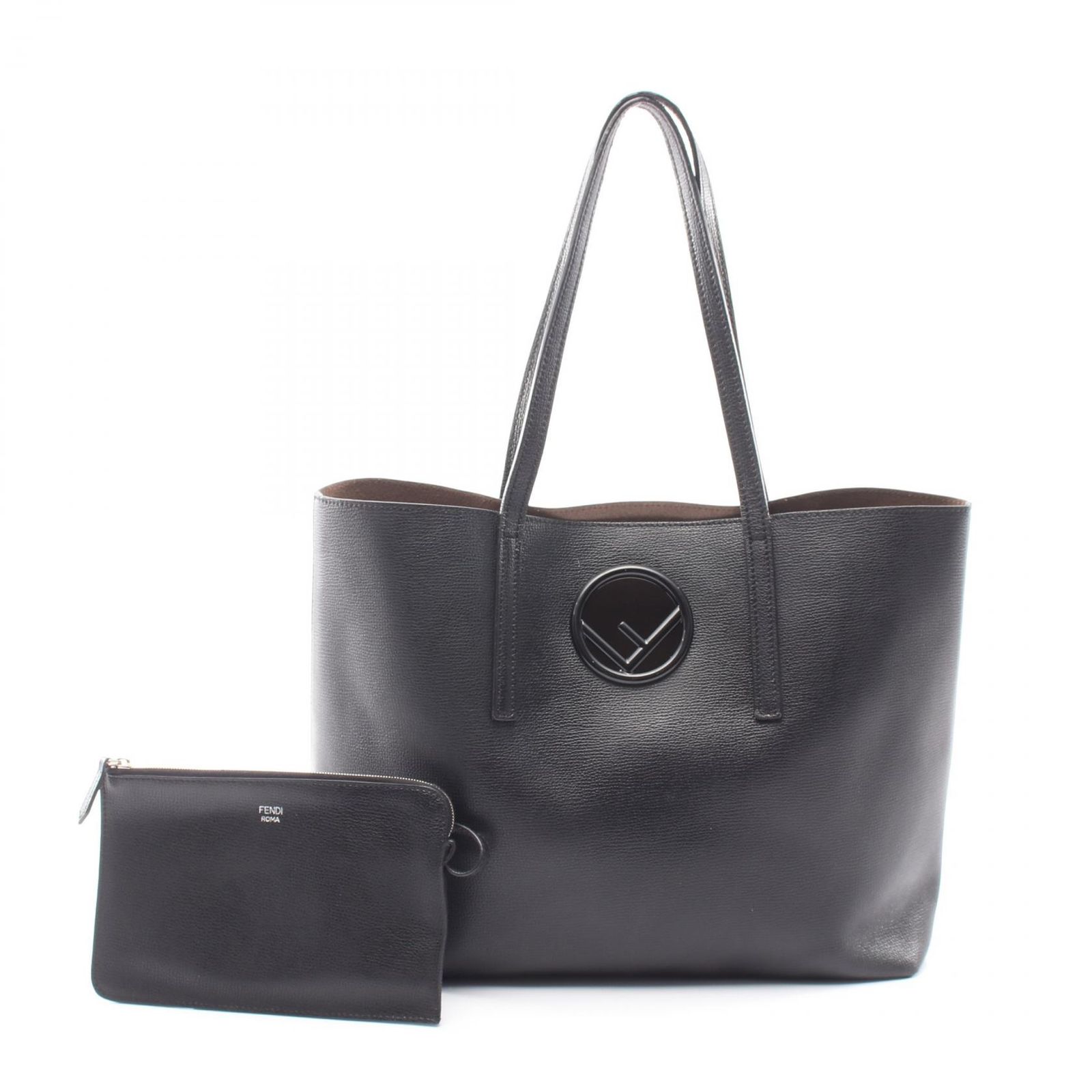 フェンディ FENDI トートバッグ エフ イズ ショッピング 8BH348 ブラック レザー エフ イズ フェンディ トートバッグ レディース Used B