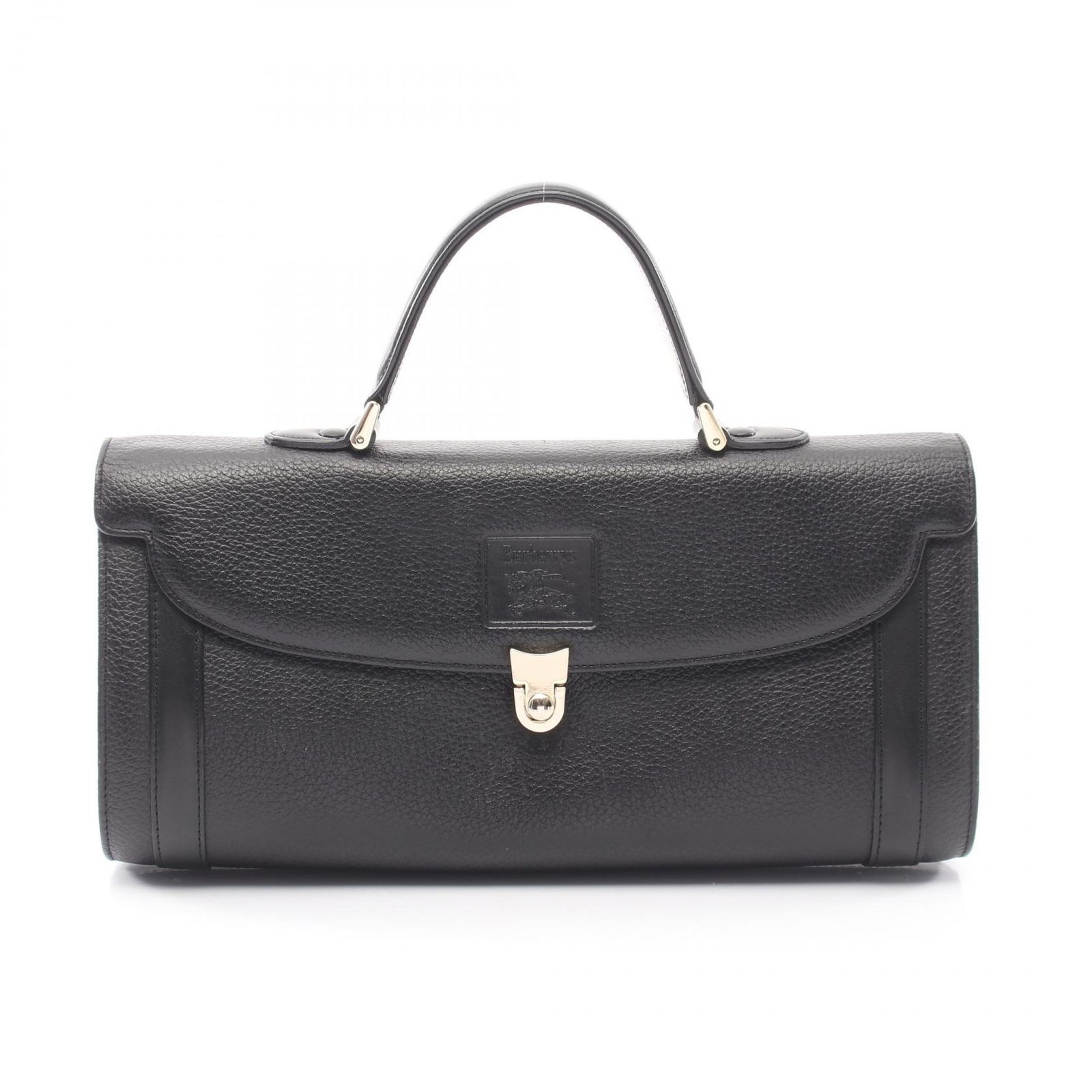 バーバリー BURBERRY ハンドバッグ 型押しロゴ ブラック レザー ハンドバッグ レディース Used B
