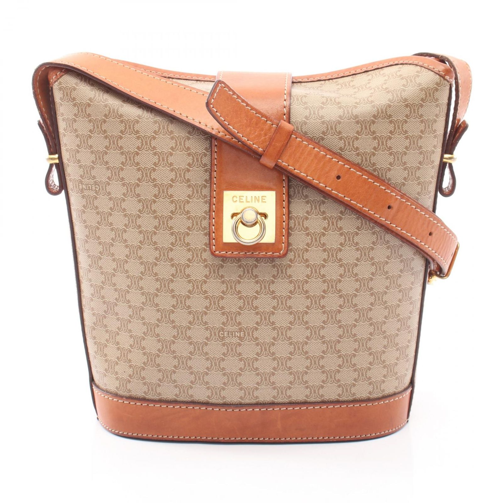 セリーヌ CELINE ショルダーバッグ マカダム ベージュ PVCコーティング