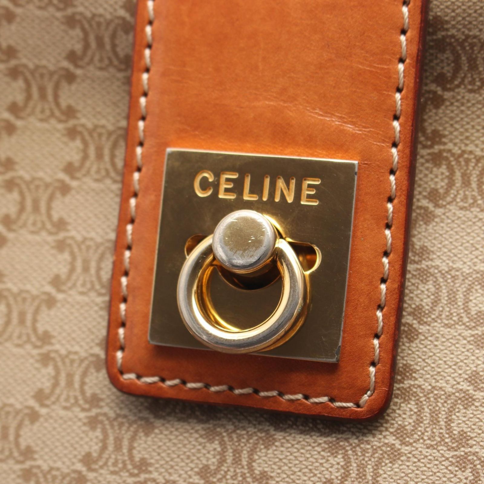 セリーヌ CELINE ショルダーバッグ マカダム ベージュ PVCコーティング