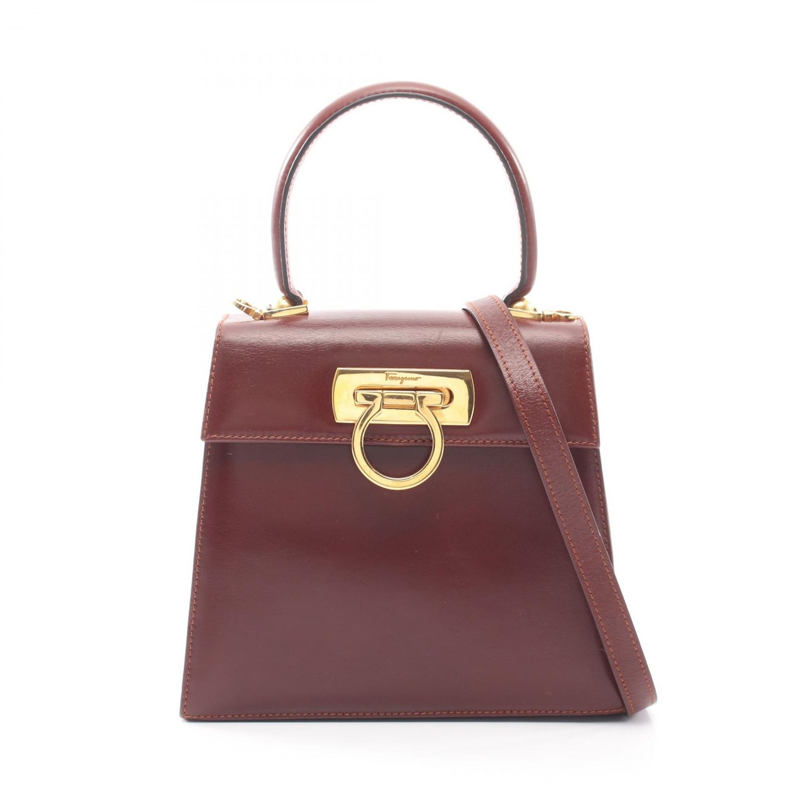 サルヴァトーレフェラガモ Salvatore Ferragamo ハンドバッグ ガンチーニ 2WAY 21 2193 ブラウン レザー ガンチーニ 2wayハンドバッグ レディース Used B 38,220円