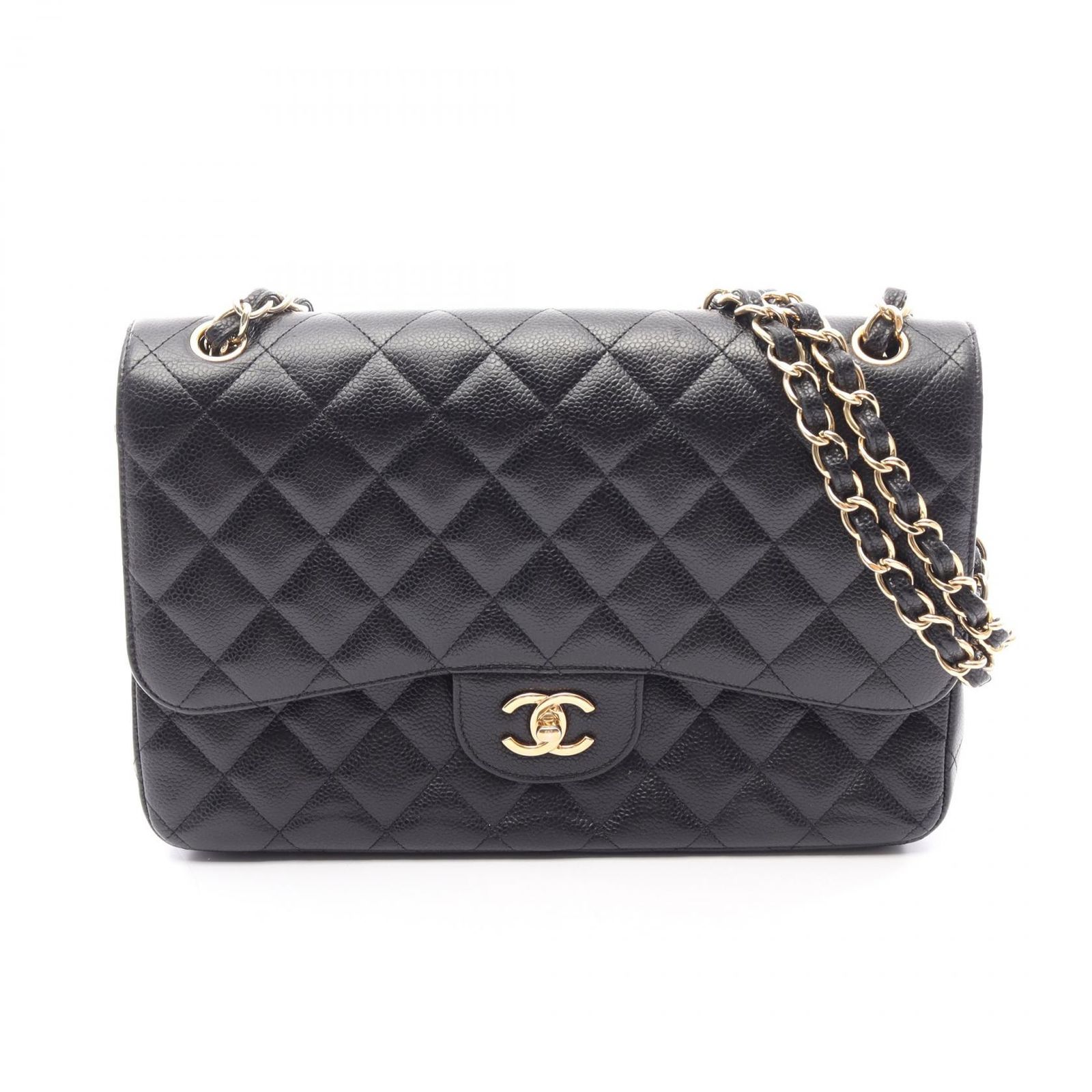 シャネル CHANEL ショルダーバッグ デカマトラッセ30 クラシック ラージ Wフラップ ブラック キャビアスキン(グレインドカーフ) デカマトラッセ チェーンショルダー