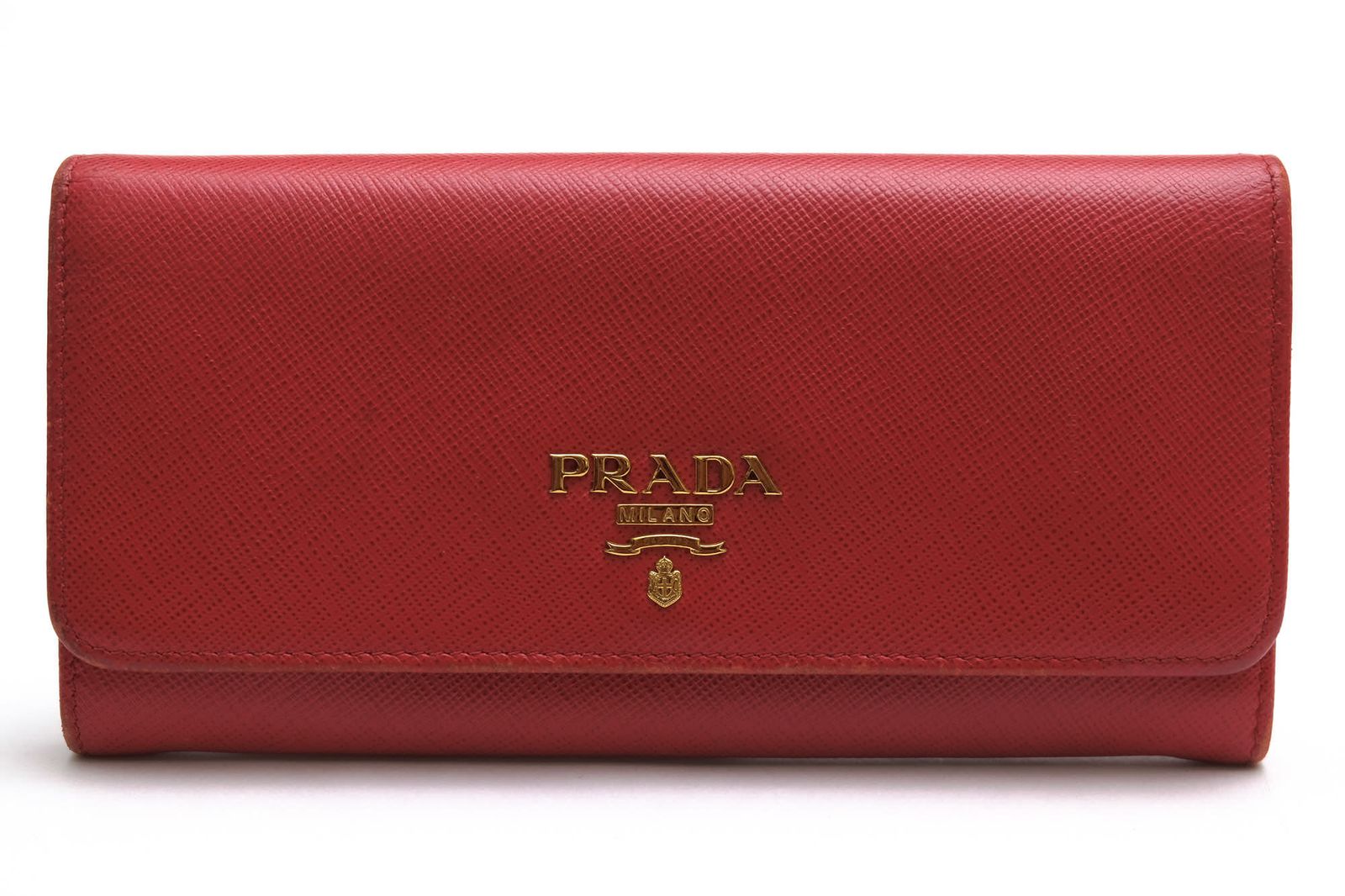 プラダ／PRADA 長財布 財布 ウォレット レディース 女性 女性用 レザー 革 本革 レッド 赤 1MH132 SAFFIANO METAL フラップ式 小銭入れあり 二つ折り