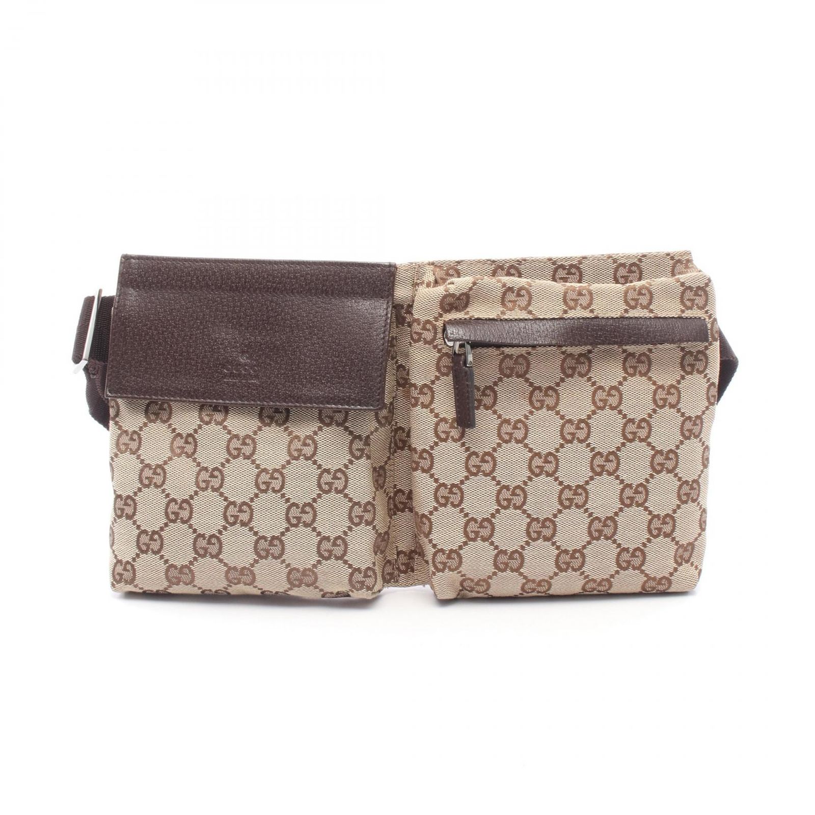 グッチ GUCCI ウエストバッグ ボディバッグ GGキャンバス 28566 ブラウン キャンバス レザー ウエストバッグ ユニセックス Used B