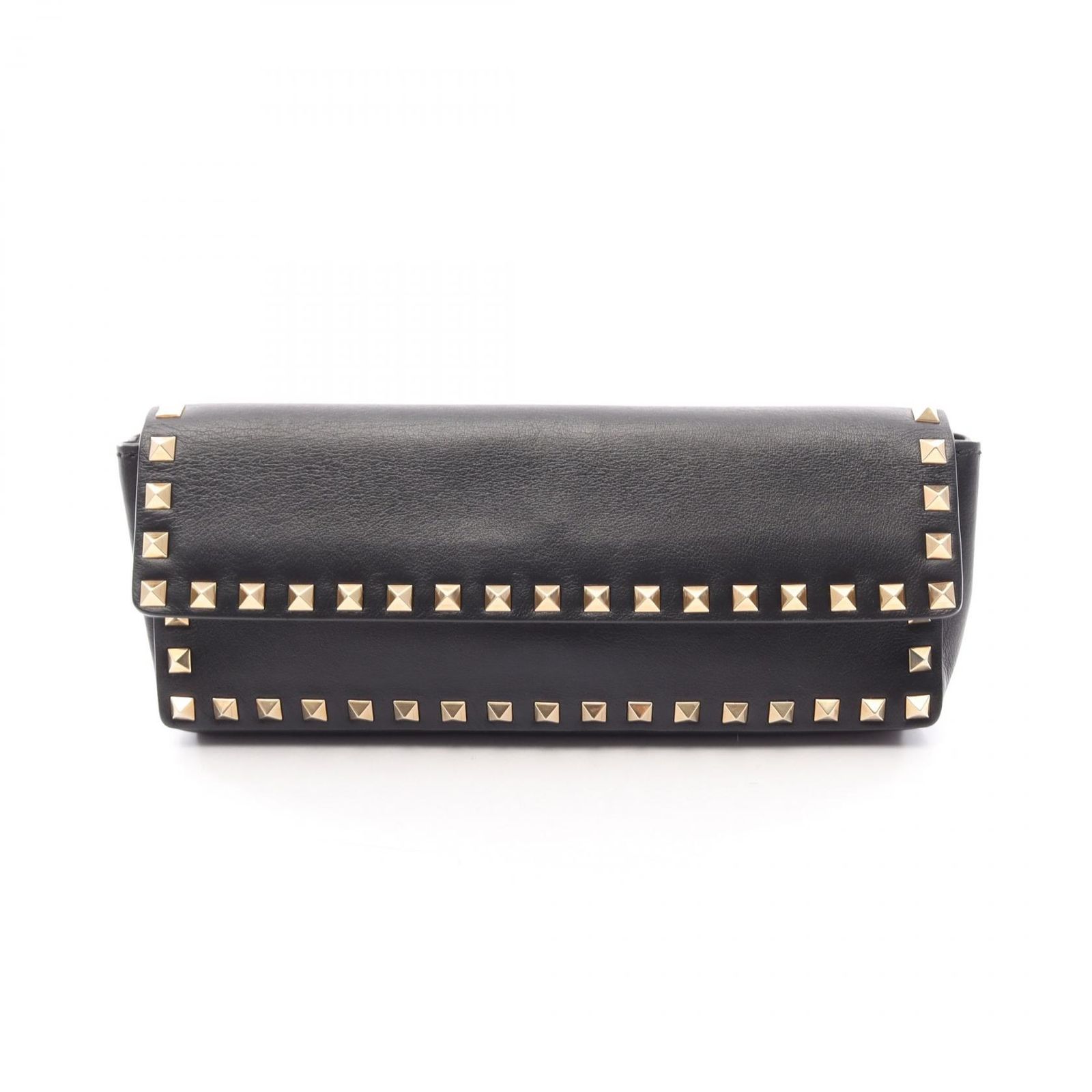 ヴァレンチノ Valentino セカンドバッグ クラッチバッグ ロックスタッズ ブラック レザー スタッズ クラッチバッグ レディース Used B