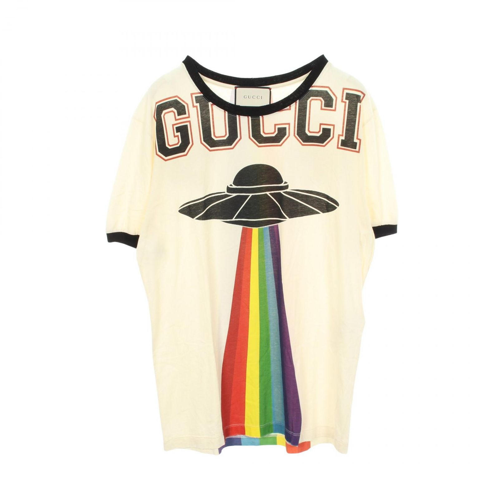 グッチ GUCCI 半袖Tシャツ ドラゴン刺繍 ヴィンテージ加工 コットン Tシャツ メンズ Used A