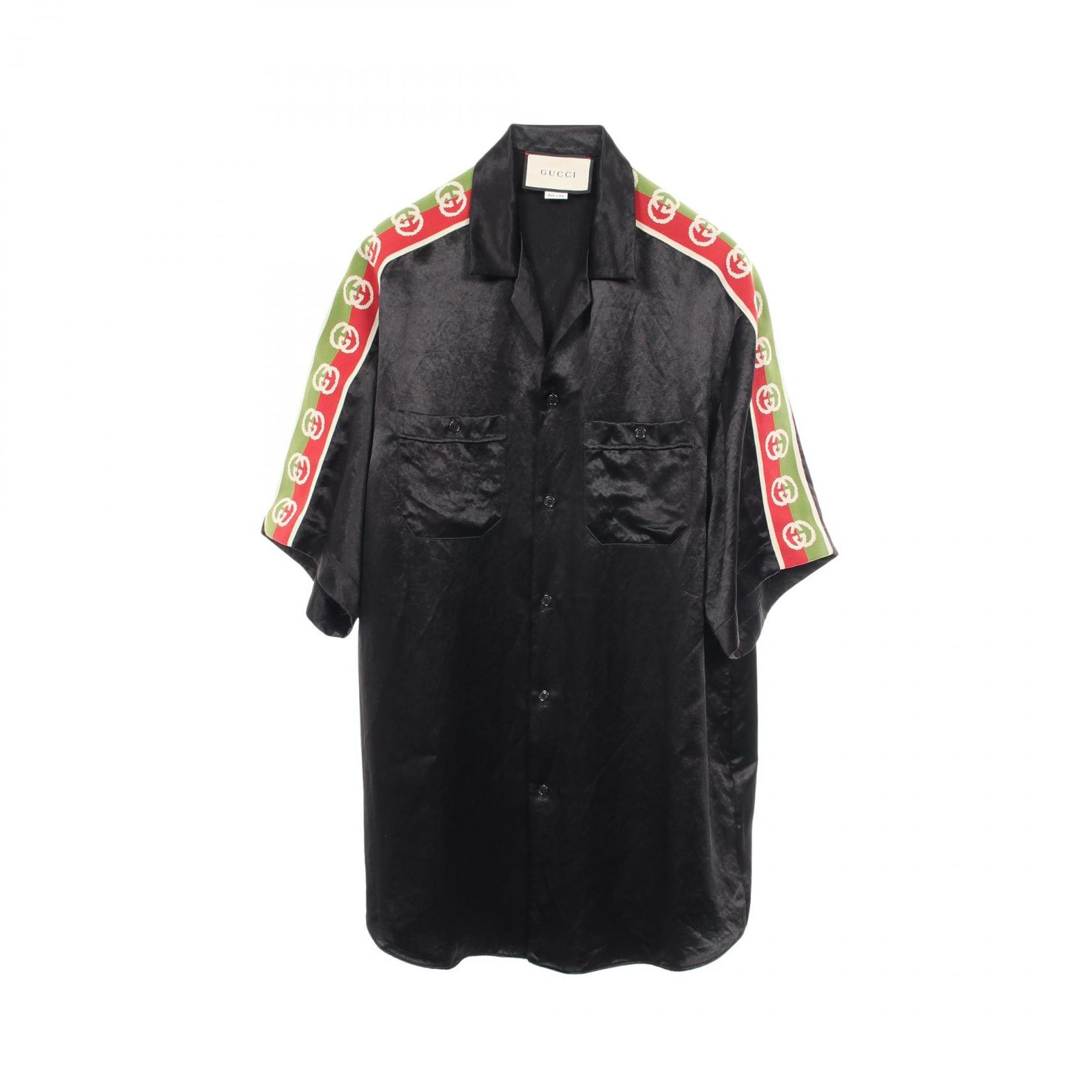 グッチ GUCCI ロゴテープ オープンカラー 半袖 その他 シャツ メンズ Used A