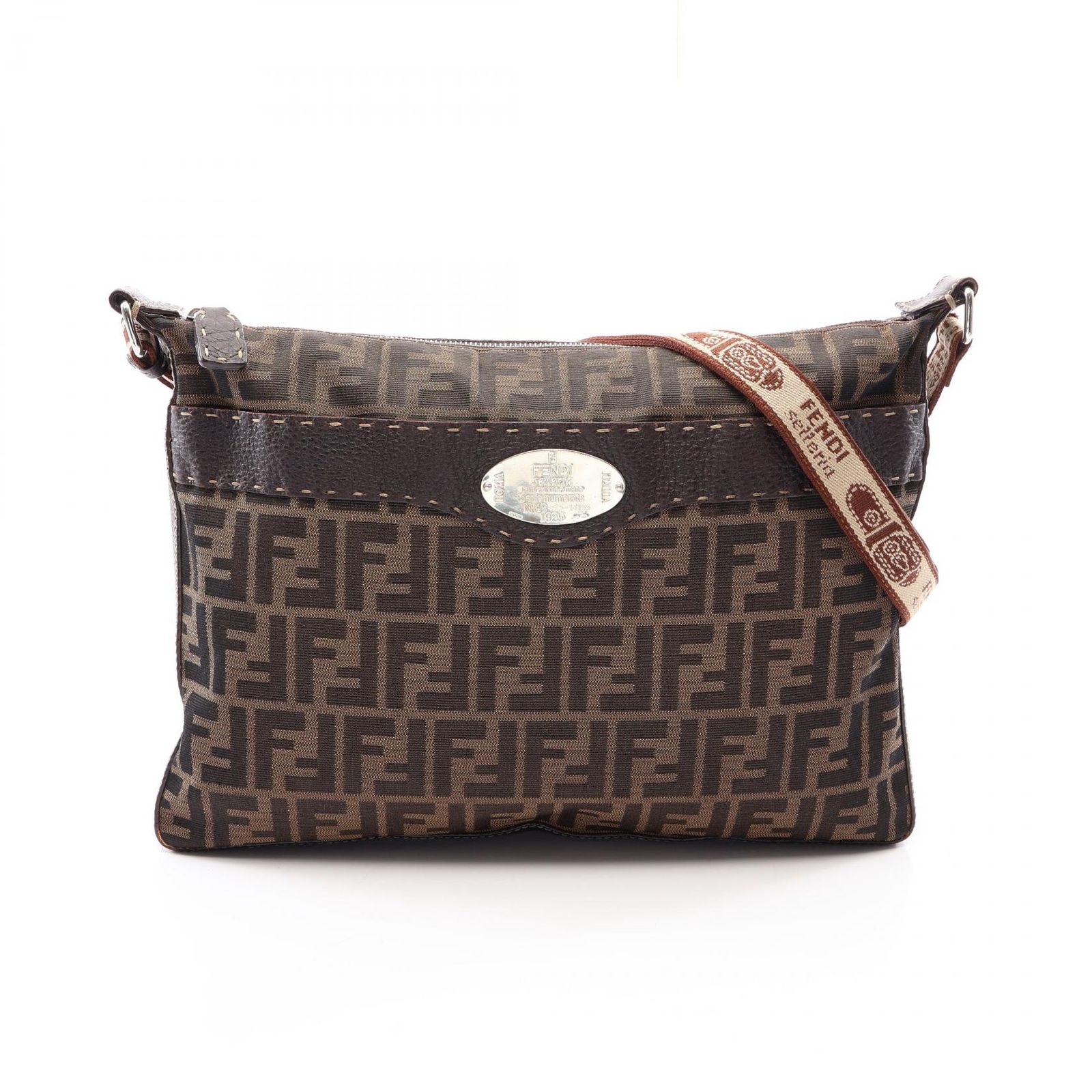 フェンディ FENDI ショルダーバッグ セレリア ズッカ 8BT093 ブラウン/ダークブラウン キャンバス レザー セレリア ズッカ ショルダー レディース Used B