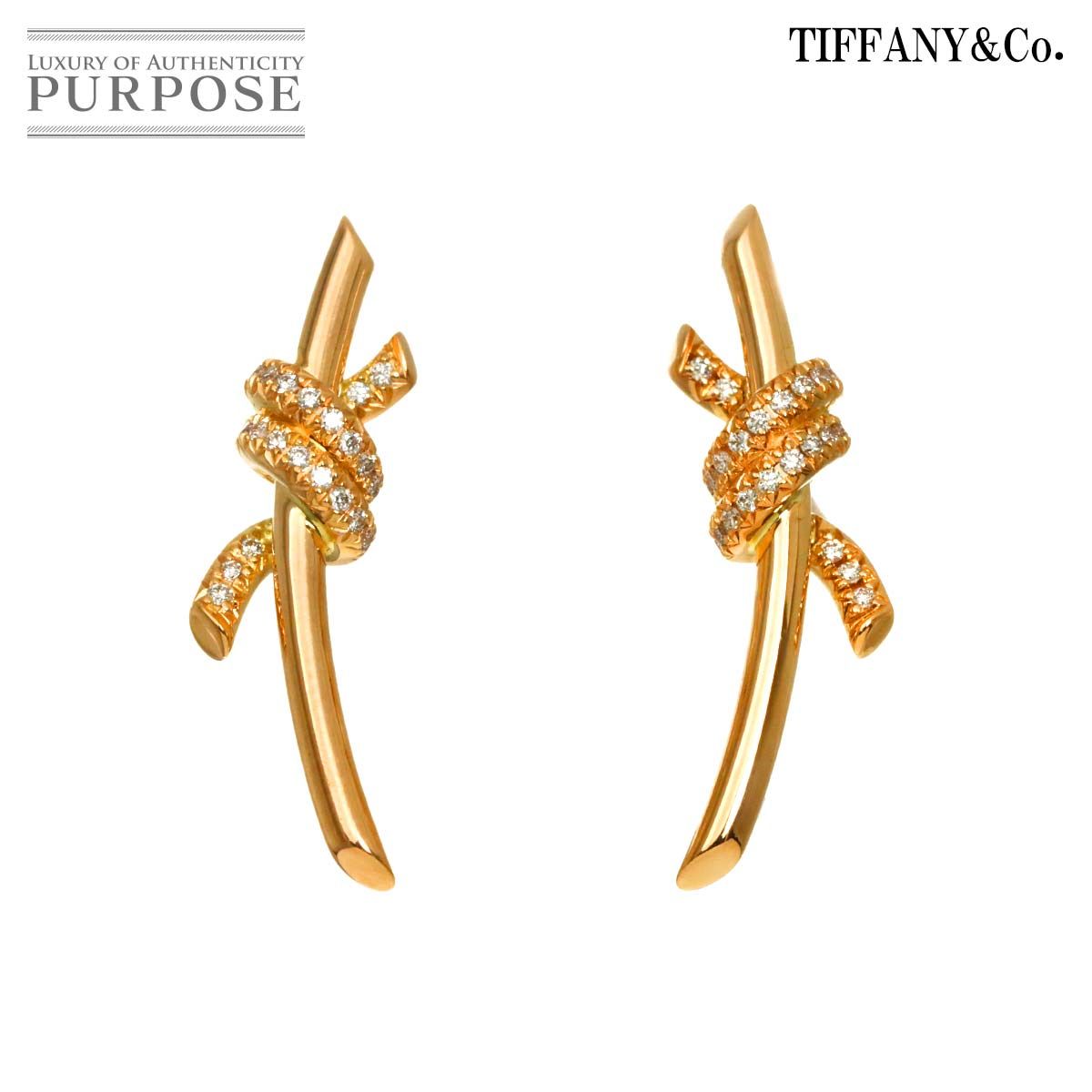 ティファニー TIFFANY&CO. ノット ダイヤ ピアス K18 PG ピンクゴールド 750 Knot Earrings Pierced 90323552