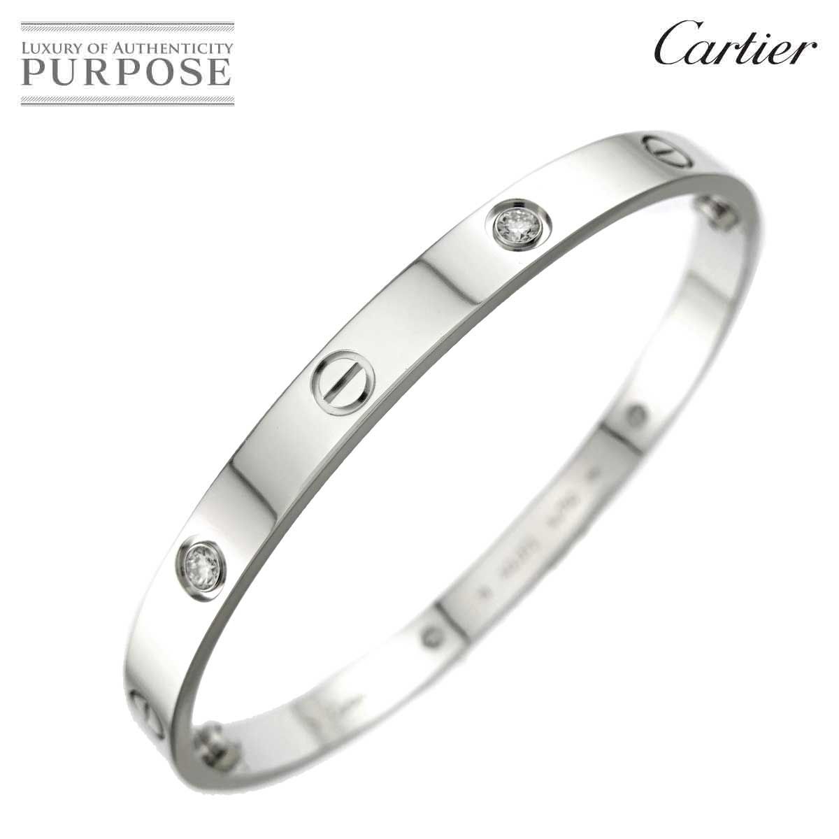カルティエ Cartier ラブ ブレス ハーフ ダイヤ 4P #19 K18 WG 750 ブレスレット Love Bracelet 90324347