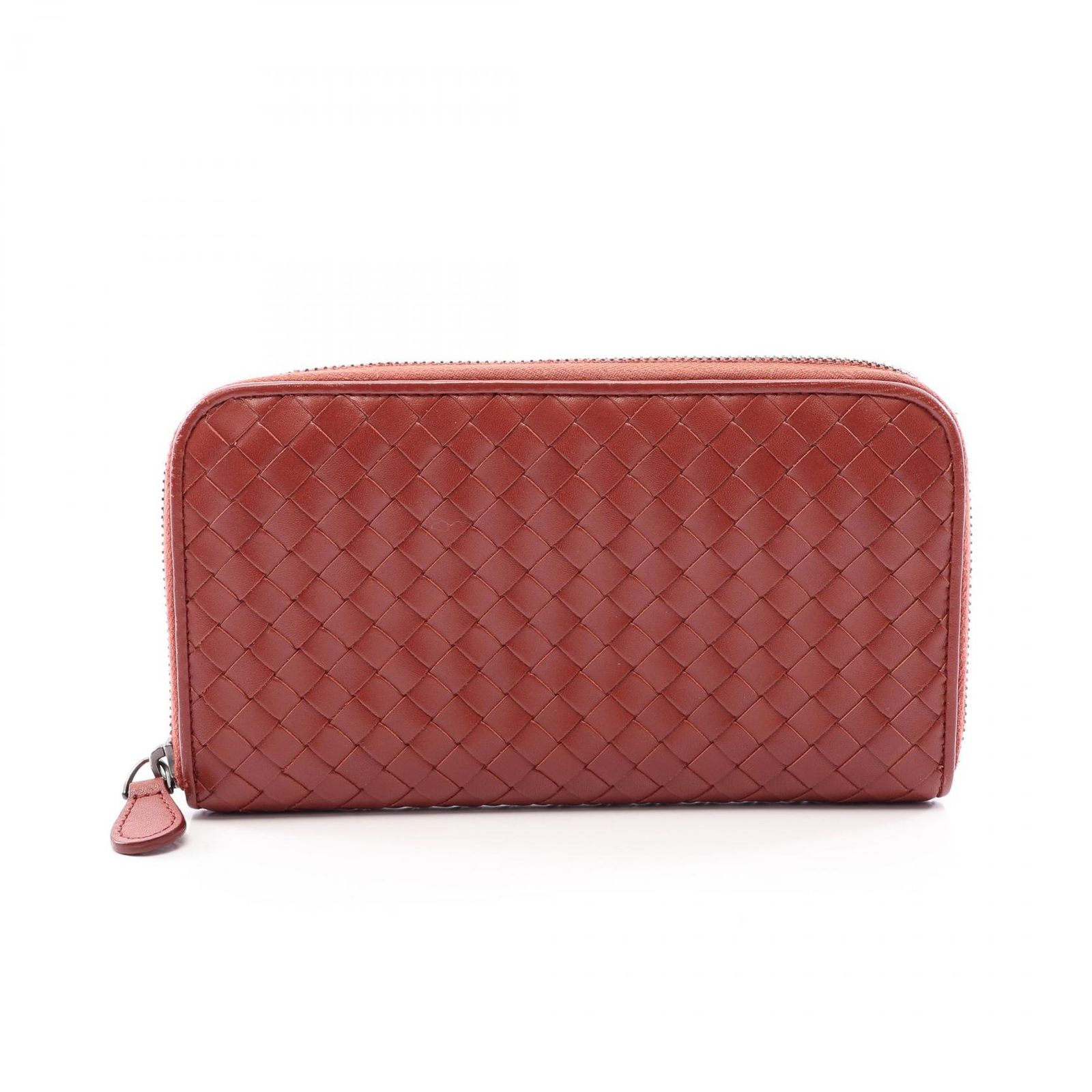 ボッテガヴェネタ BOTTEGA VENETA ラウンド長財布 イントレチャート ブラウン レザー イントレチャート ラウンド長財布 ユニセックス Used B