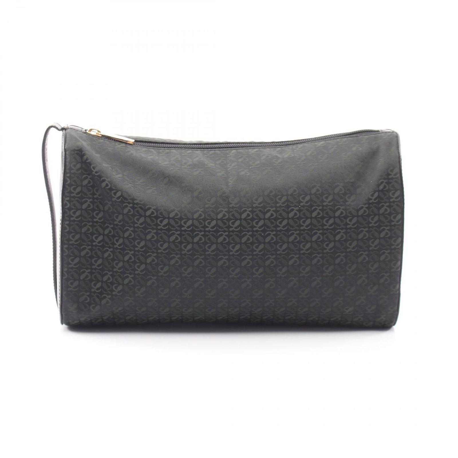 ロエベ LOEWE セカンドバッグ クラッチバッグ アナグラム ブラック/グリーン キャンバス レザー アナグラム クラッチバッグ レディース Used B
