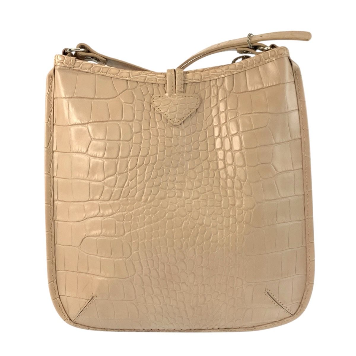 美品 Longchamp ロンシャン 型押し ベージュ レザー 2210158133 