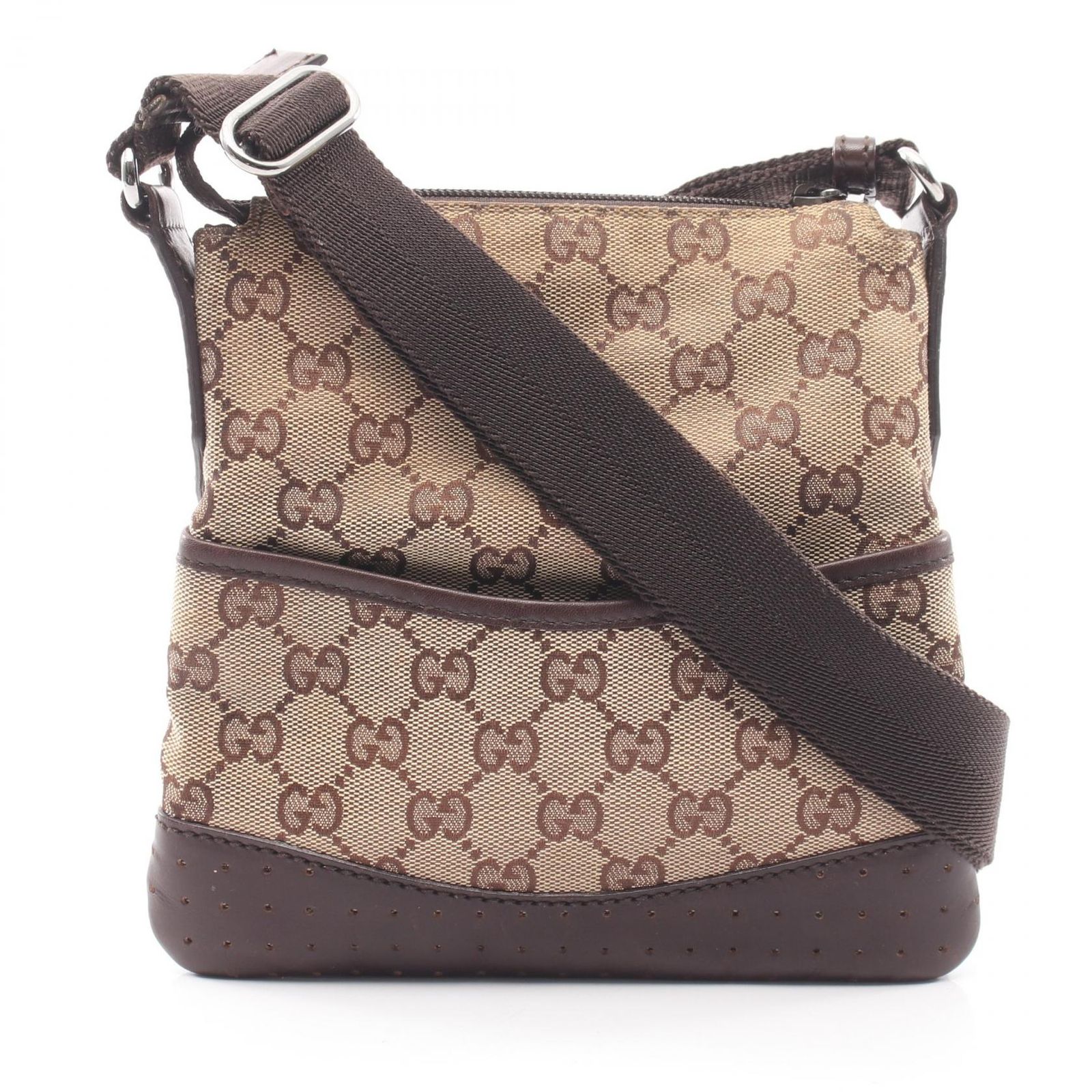 グッチ GUCCI ショルダーバッグ GGキャンバス 147671 ベージュ/ブラウン キャンバス レザー ショルダーバッグ レディース Used B