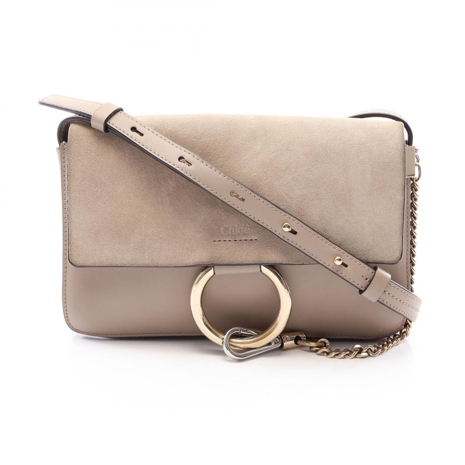 クロエ Chloe ショルダーバッグ FAYE フェイ グレージュ レザー スウェード フェイ ショルダーバッグ レディース Used B