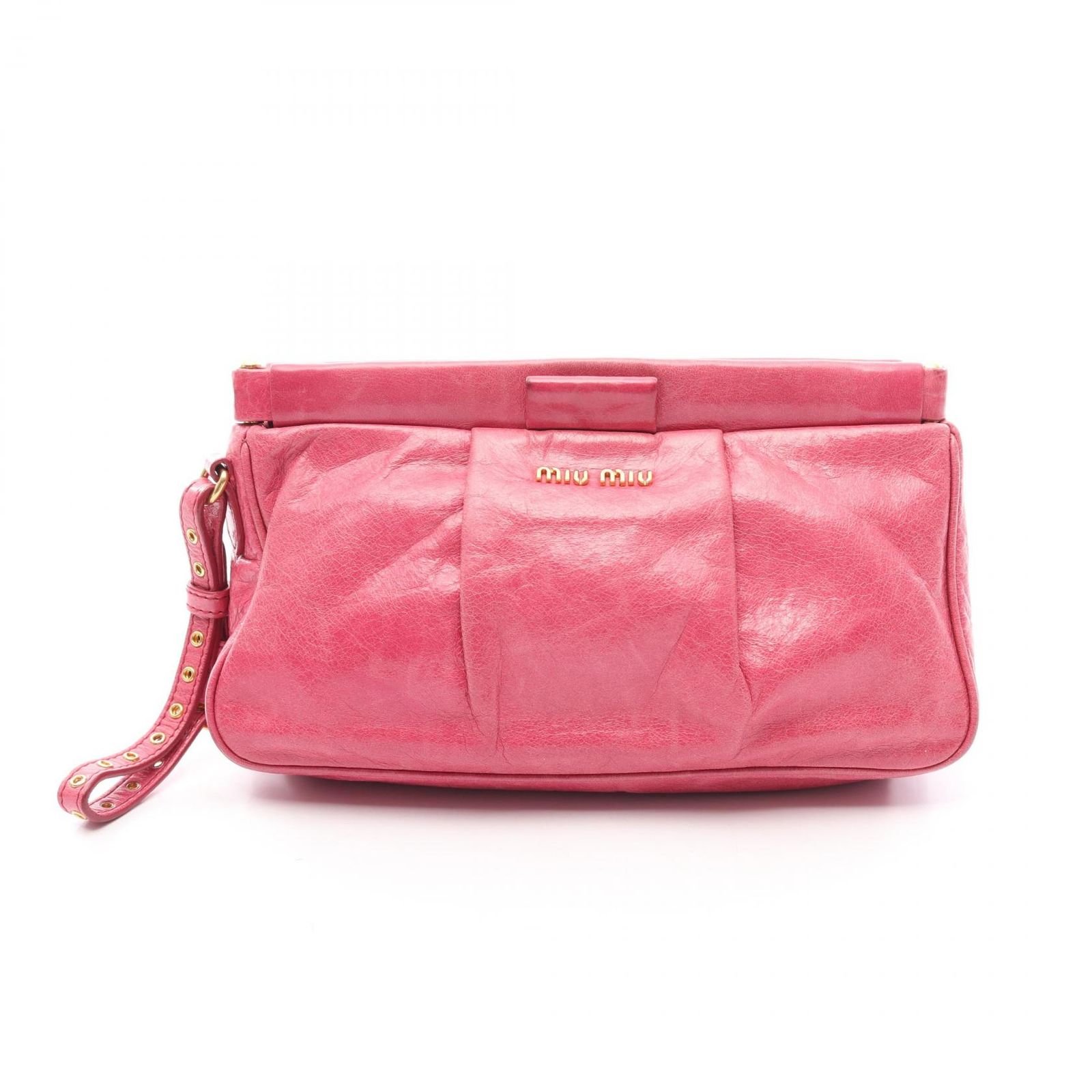 ミュウ ミュウ Miu Miu セカンドバッグ クラッチバッグ ピンク レザー クラッチバッグ レディース Used B
