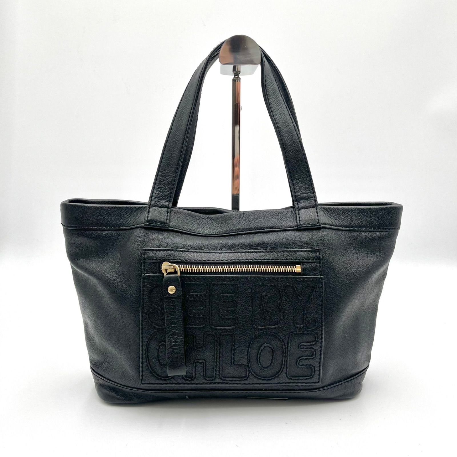 See By Chloe シーバイクロエ トートバッグ ロゴ レザー 極美品◎See By Chloe シーバイクロエ レザー トートバッグ ブラック