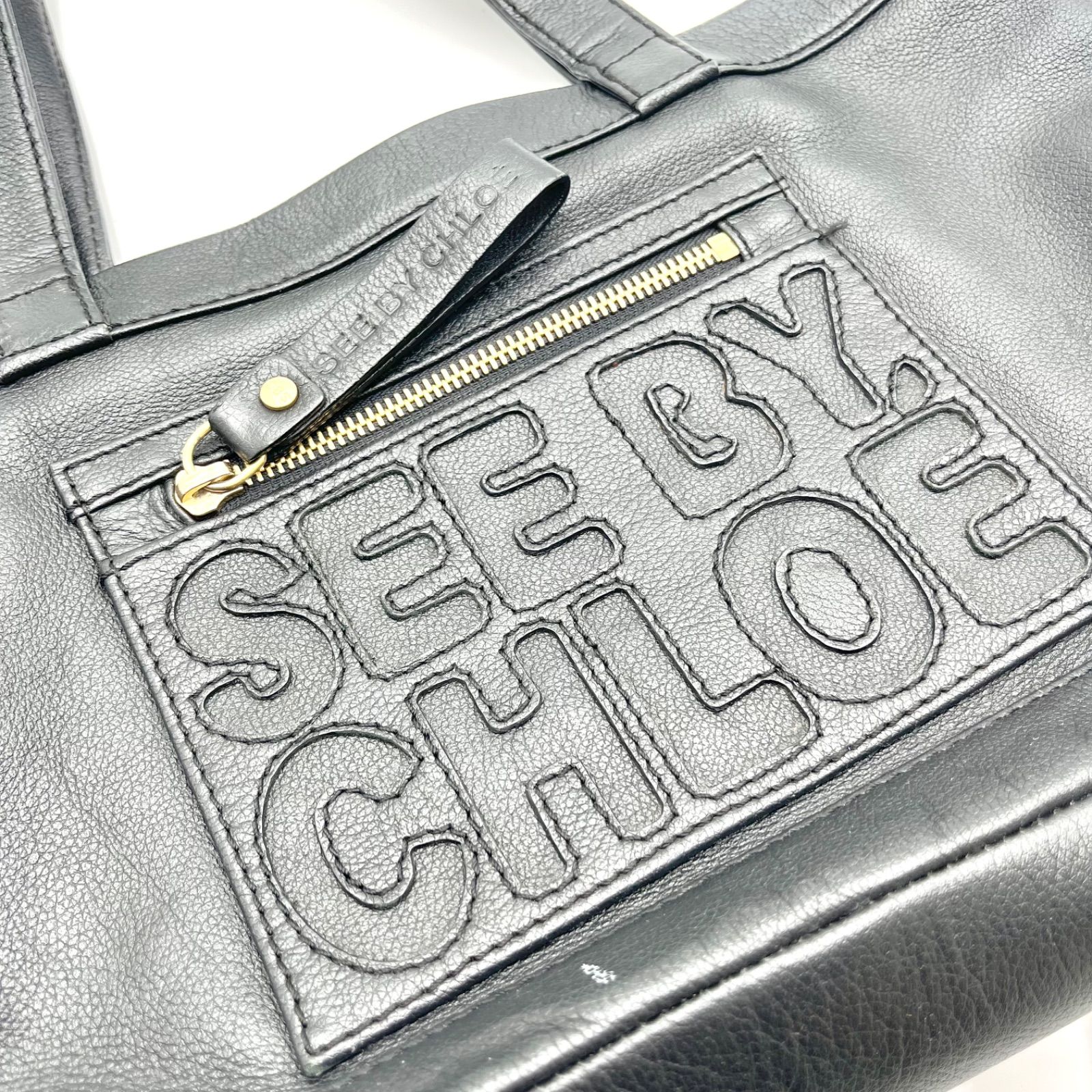 極美品◎See By Chloe シーバイクロエ レザー トートバッグ ブラック