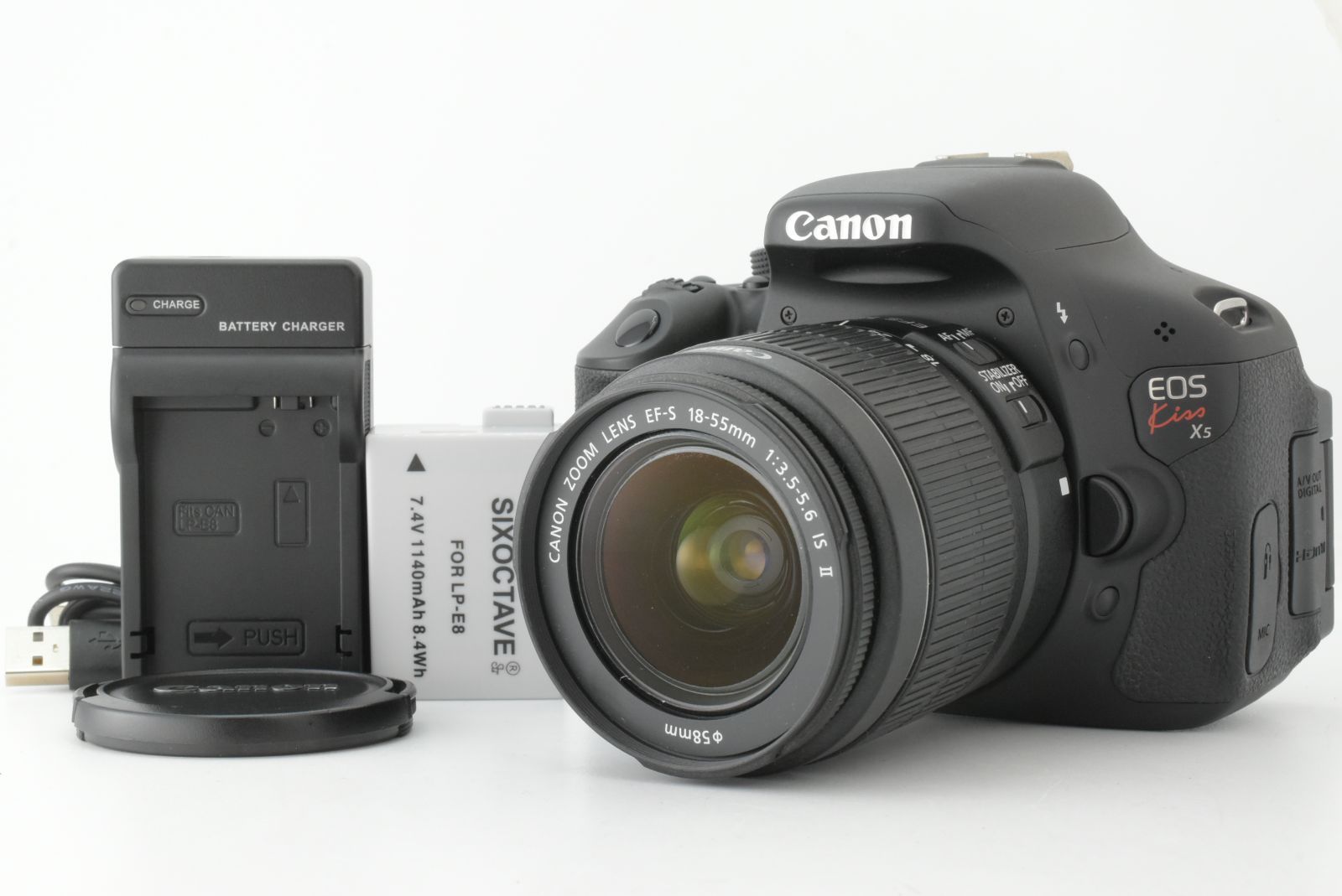 【美品】シャッターカウント 3429回 Canon EOS Kiss X5 EF-S 18-55mm IS II Lens キャノン デジタル一眼レフカメラ EF-TN-JP2494