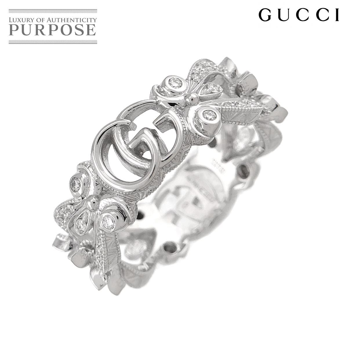 グッチ GUCCI フローラ #8 リング ダイヤ K18 WG ホワイトゴールド 750 指輪 Diamond Ring 90325902