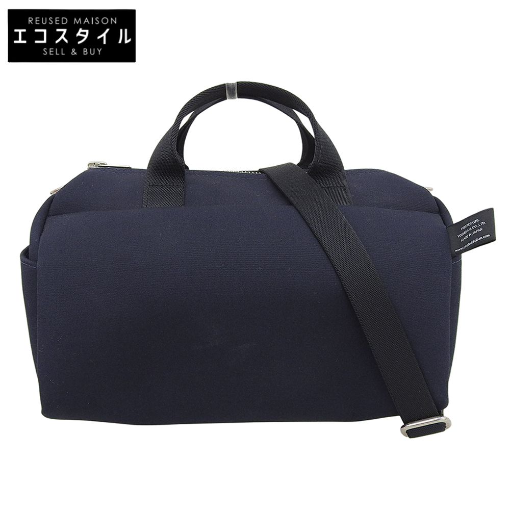 PORTER GIRL　ポーターガール　美品 URBAN 2WAY BOSTON BAG コットンポリエステルオックス ハンドバッグ レディース ネイビー 525-09966