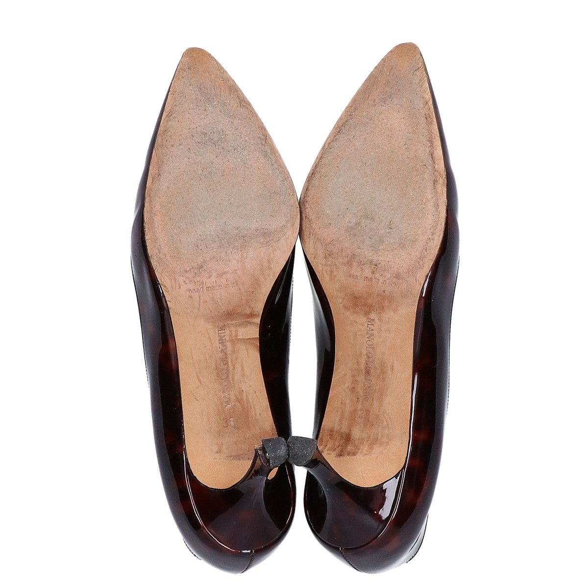 美品 【マノロブラニク】編み込み パンプス ポインテッドトゥ リボン 36 MANOLO BLAHNIK マノロブラニク パテント ポインテッドトゥ パンプス