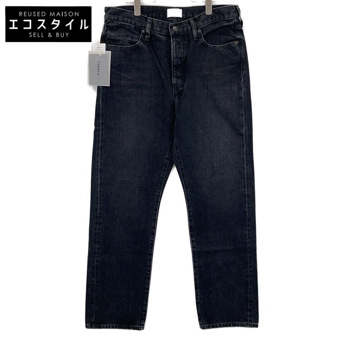 TANAKA　タナカ　ST-126 THE STRAIGHT JEAN TROUSERS ブラック コットン 製品洗い 5ポケットブラックセルビッジデニム　31