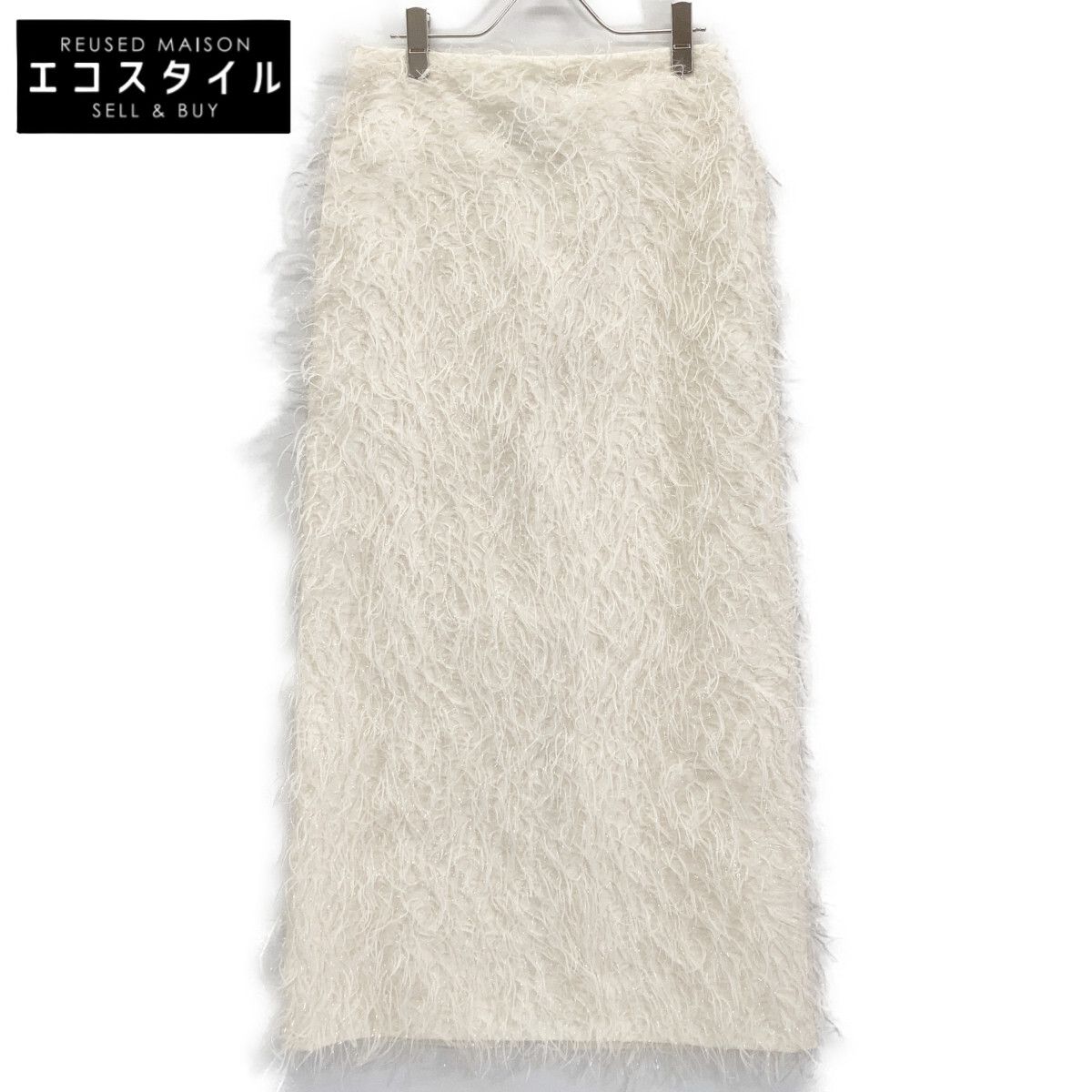 MADISON BLUE　マディソンブルー　24AW MB244-6006 アイボリー 先染めジャガード織り I-LINE LONG SK EYELASH/ラメフリンジスカート　02