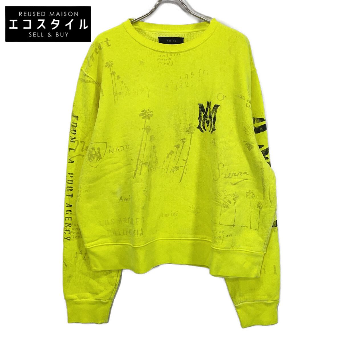 AMIRI　アミリ　イエロー ロゴプレート ロングスリーブ トレーナー