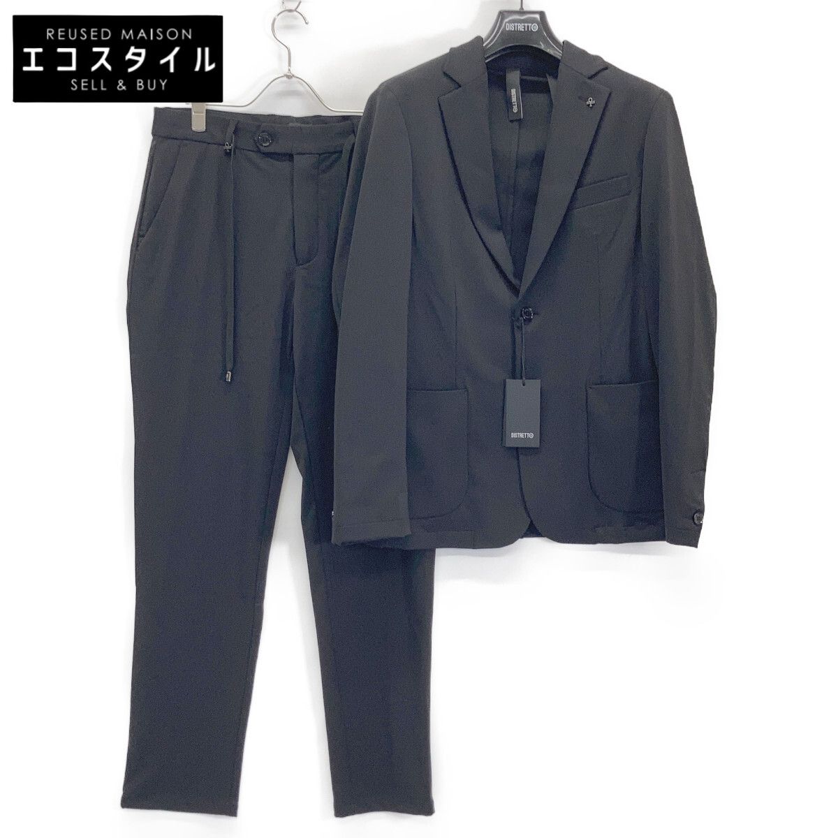 DISTRETTO12　ディストレットドーディッチ　FPU GA1559 ブラック ライクラストレッチジャケットパンツ セットアップ　48